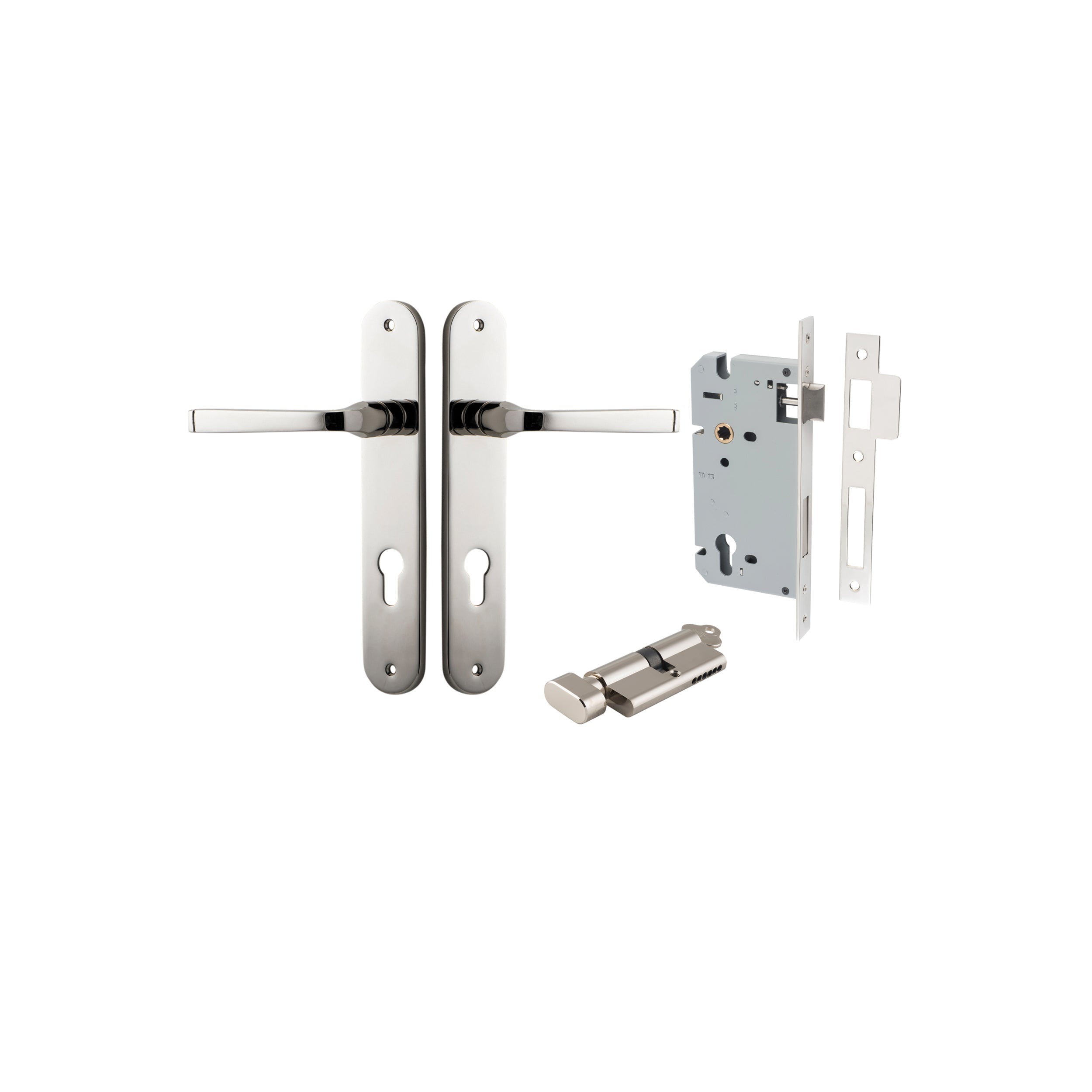 Annecy Lever - Oval Backplate - Entry Point - Iver - Polished Nickel - Door Levers