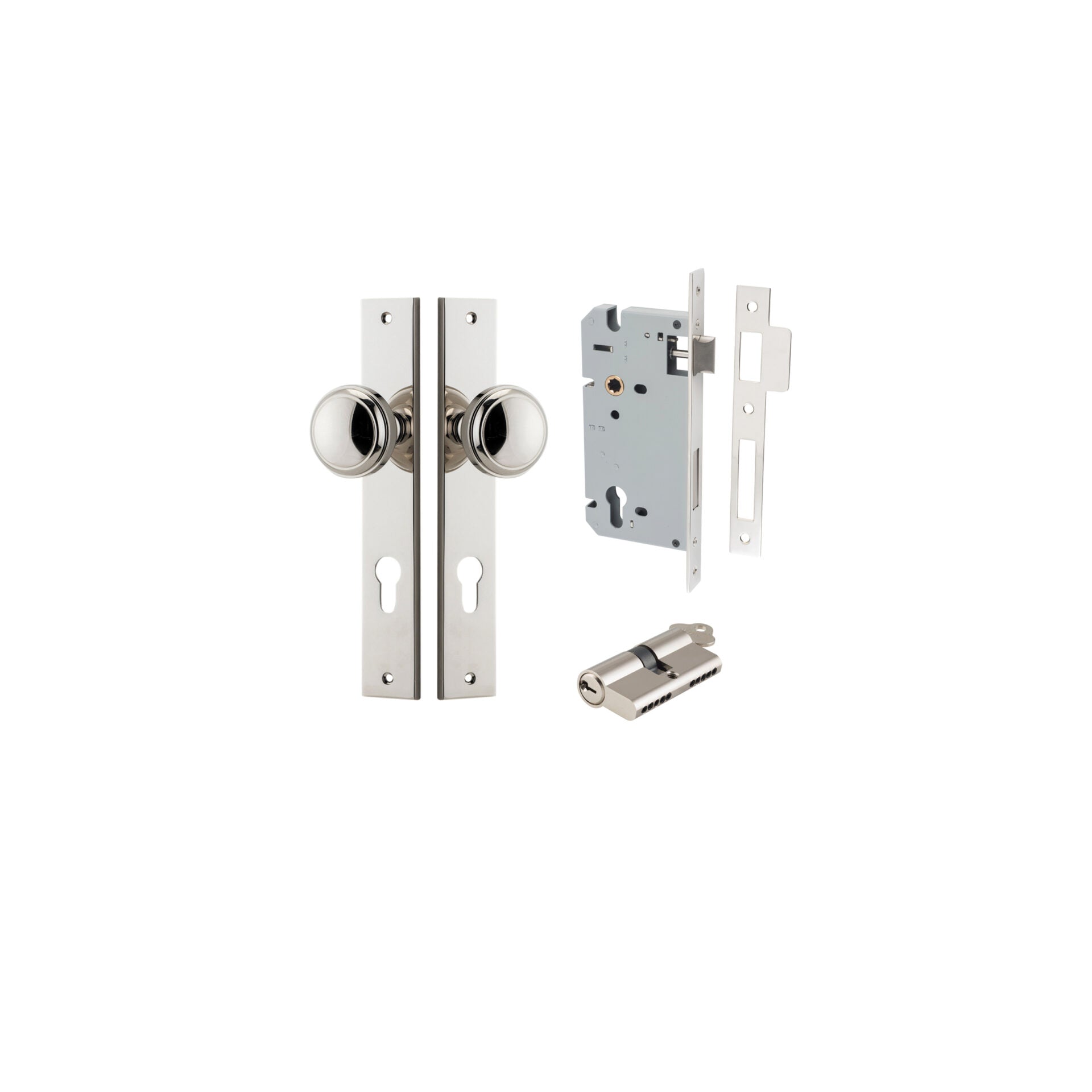 Paddington Knob - Rectangular Backplate - Entry Point - Iver - Polished Nickel - Door Knobs