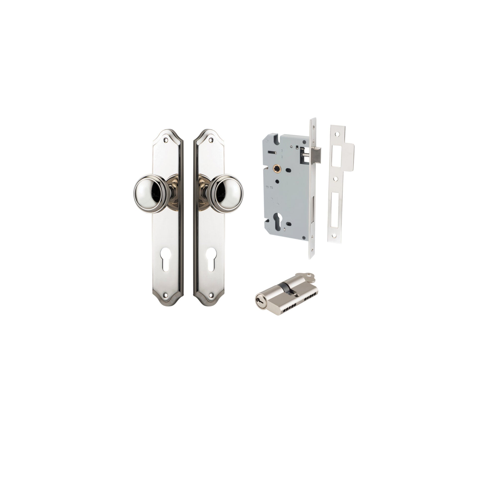 Paddington Knob - Shouldered Backplate - Entry Point - Iver - Polished Nickel - Door Knobs