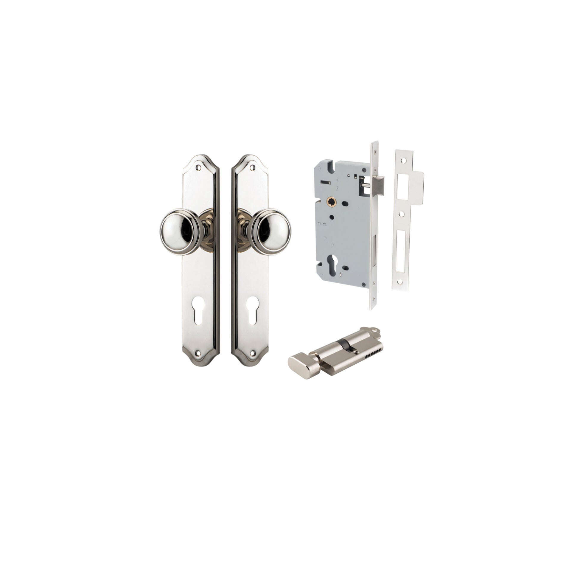 Paddington Knob - Shouldered Backplate - Entry Point - Iver - Polished Nickel - Door Knobs