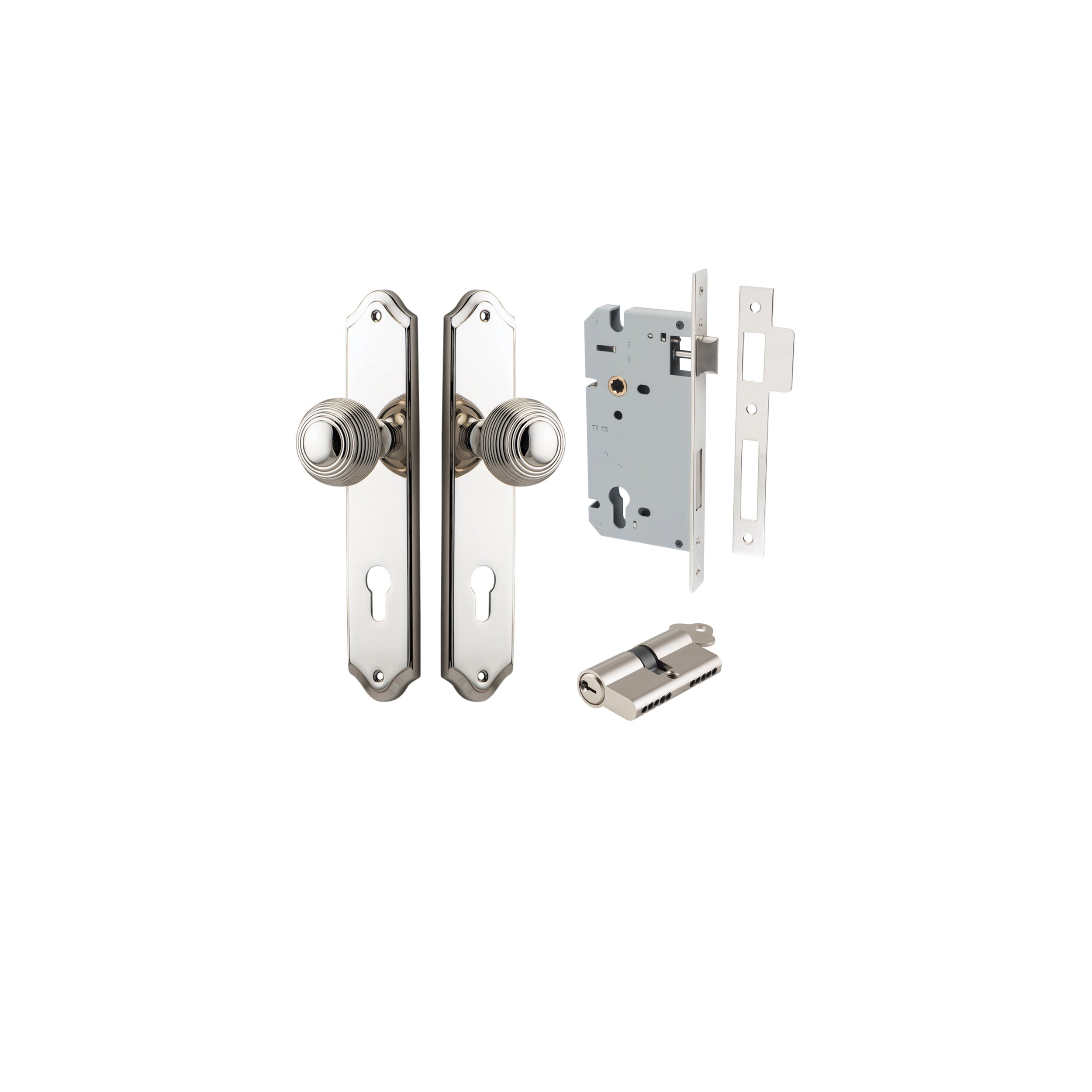 Guildford Knob - Shouldered Backplate - Entry Point - Iver - Polished Nickel - Door Knobs