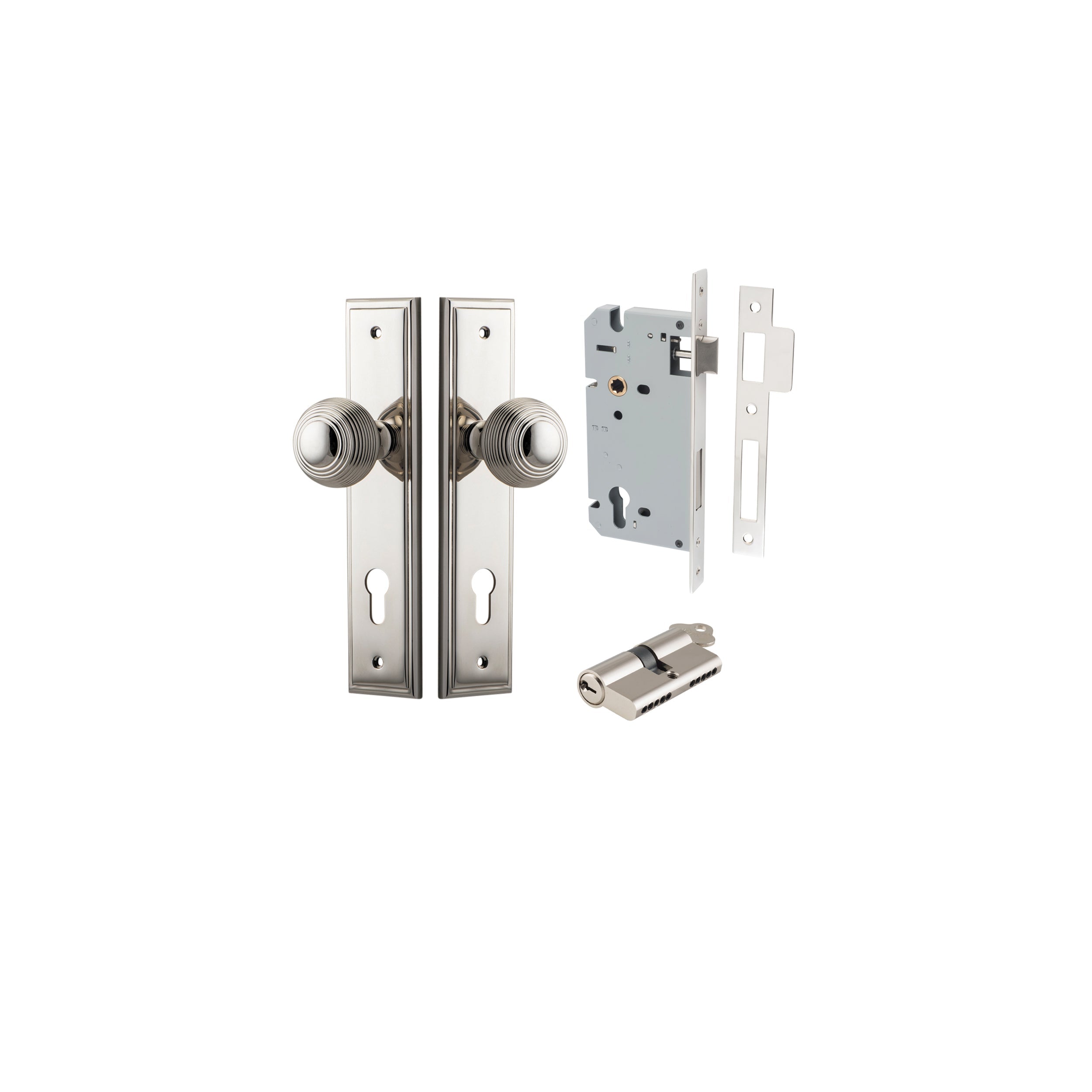 Guildford Knob - Stepped Backplate - Entry Point - Iver - Polished Nickel - Door Knobs