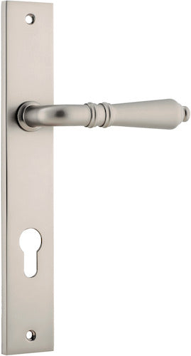 Sarlat Lever - Rectangular Backplate - Entry Point - Iver - Satin Nickel - Door Levers