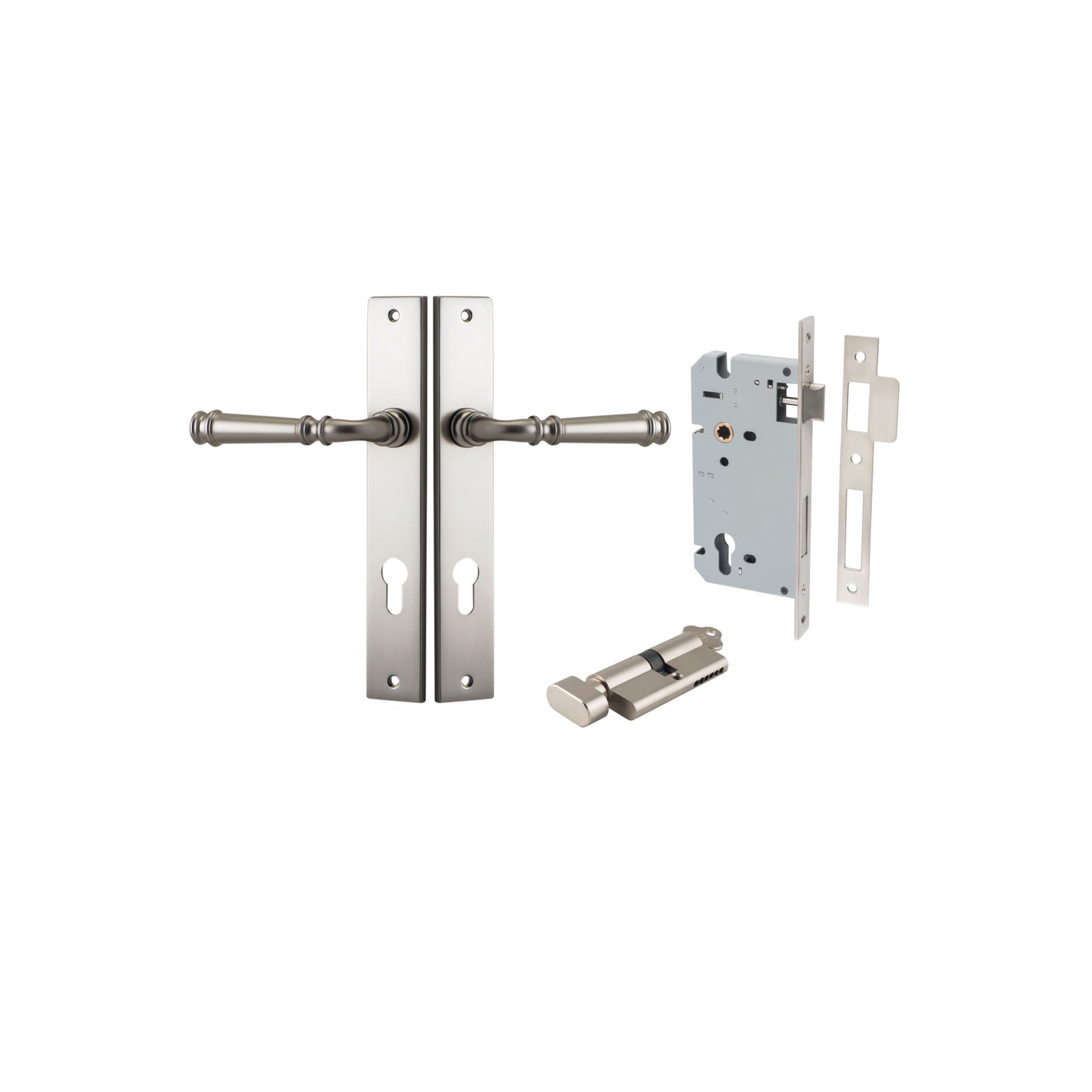 Verona Lever - Rectangular Backplate - Entry Point - Iver - Satin Nickel - Door Levers