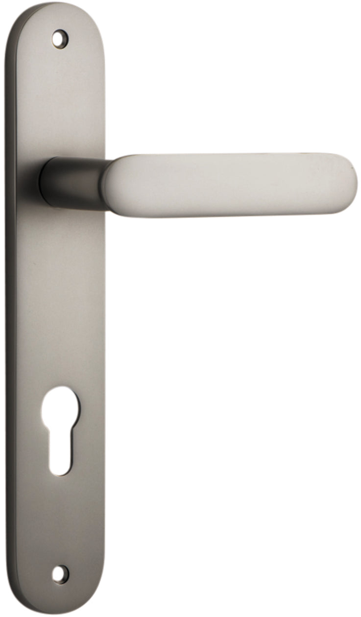 Bronte Lever - Oval Backplate - Entry Point - Iver - Satin Nickel - Door Levers