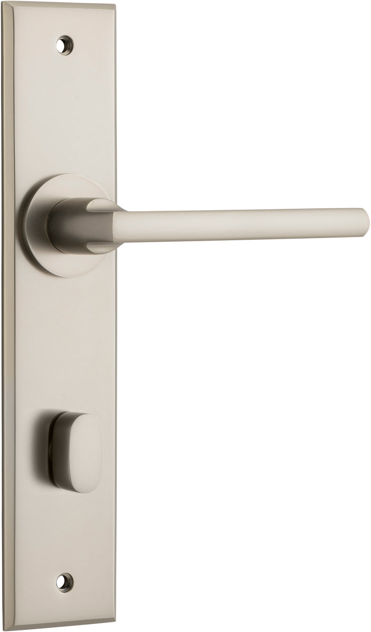 Baltimore Lever - Chamfered Backplate - Entry Point - Iver - Satin Nickel - Door Levers