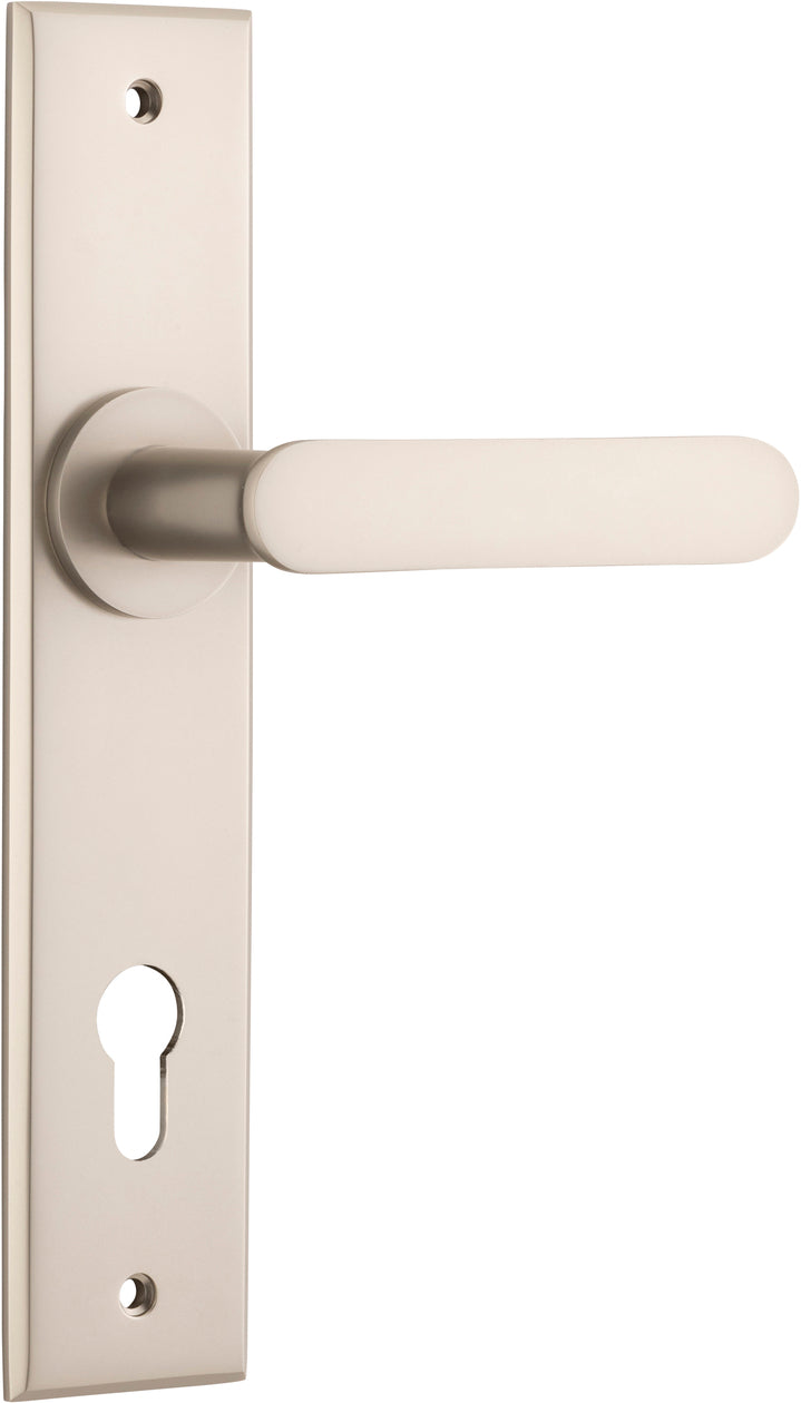 Bronte Lever - Chamfered Backplate - Entry Point - Iver - Satin Nickel - Door Levers