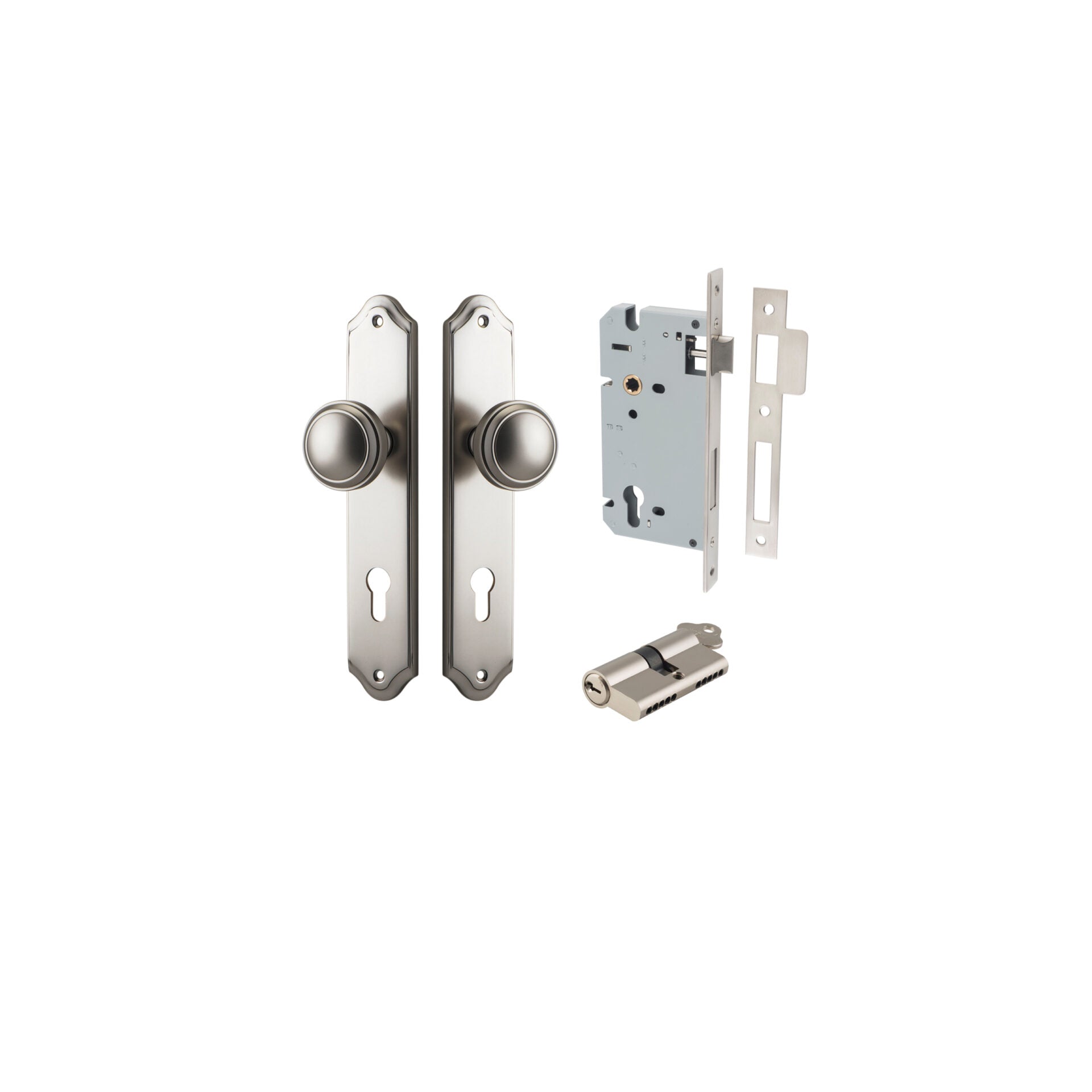 Paddington Knob - Shouldered Backplate - Entry Point - Iver - Satin Nickel - Door Knobs