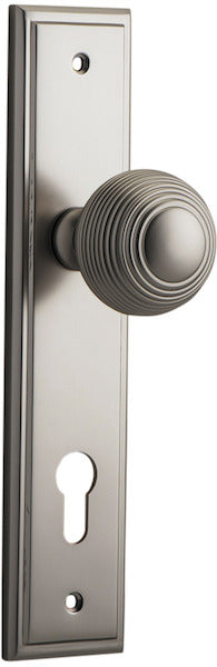 Guildford Knob - Stepped Backplate - Entry Point - Iver - Satin Nickel - Door Knobs