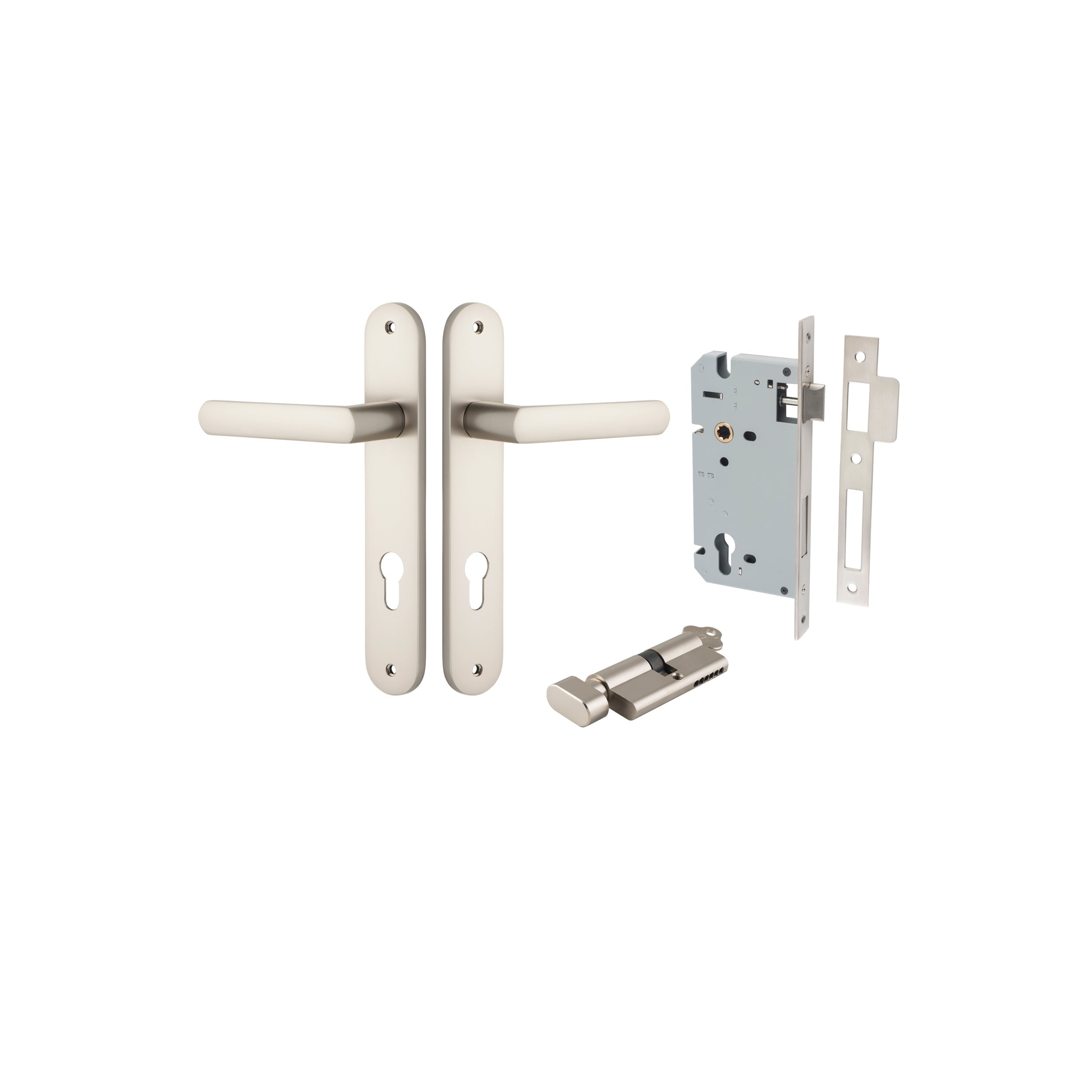 Osaka Lever - Oval Backplate - Entry Point - Iver - Satin Nickel - Door Levers