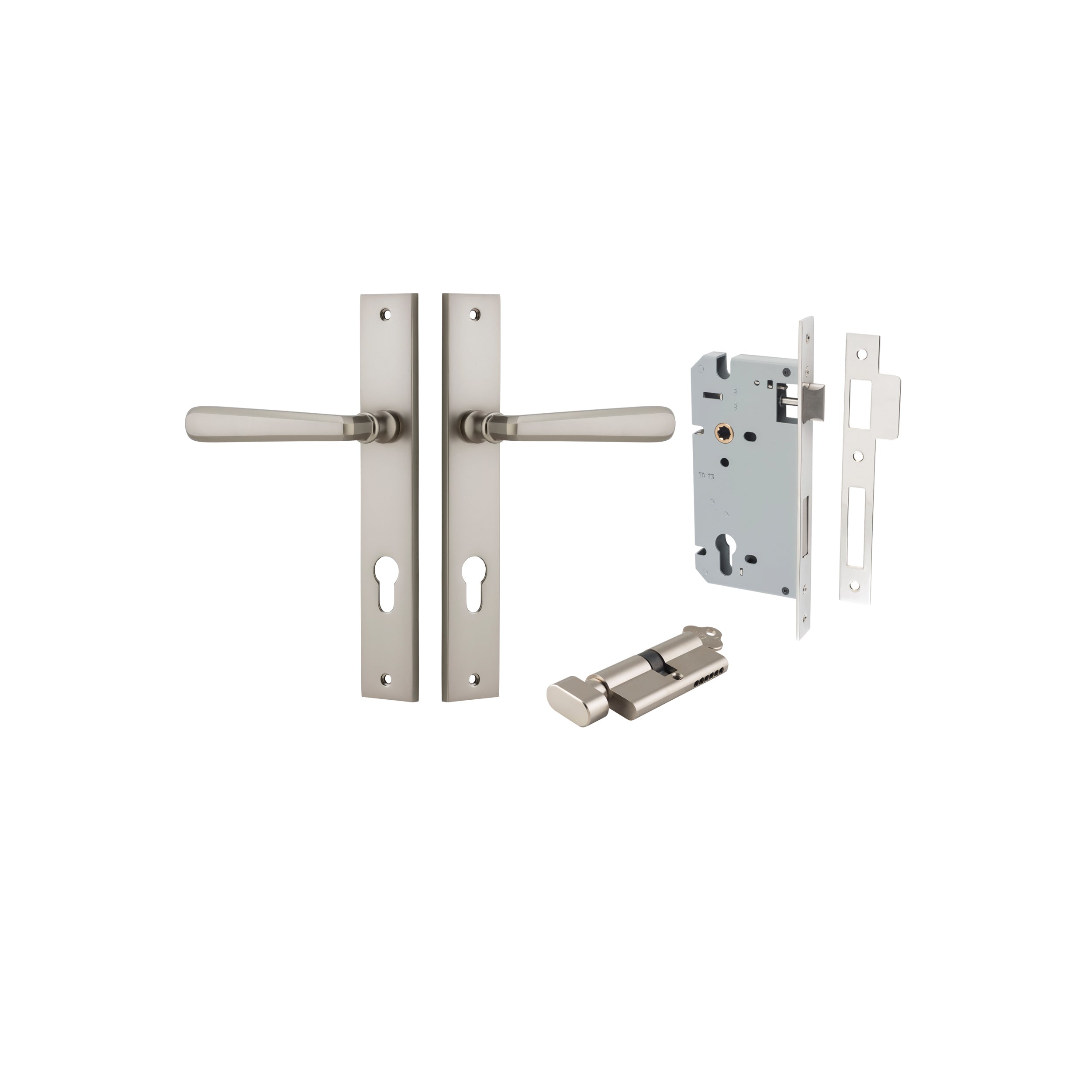 Copenhagen Lever - Rectangular Backplate - Entry Point - Iver - Satin Nickel - Door Levers