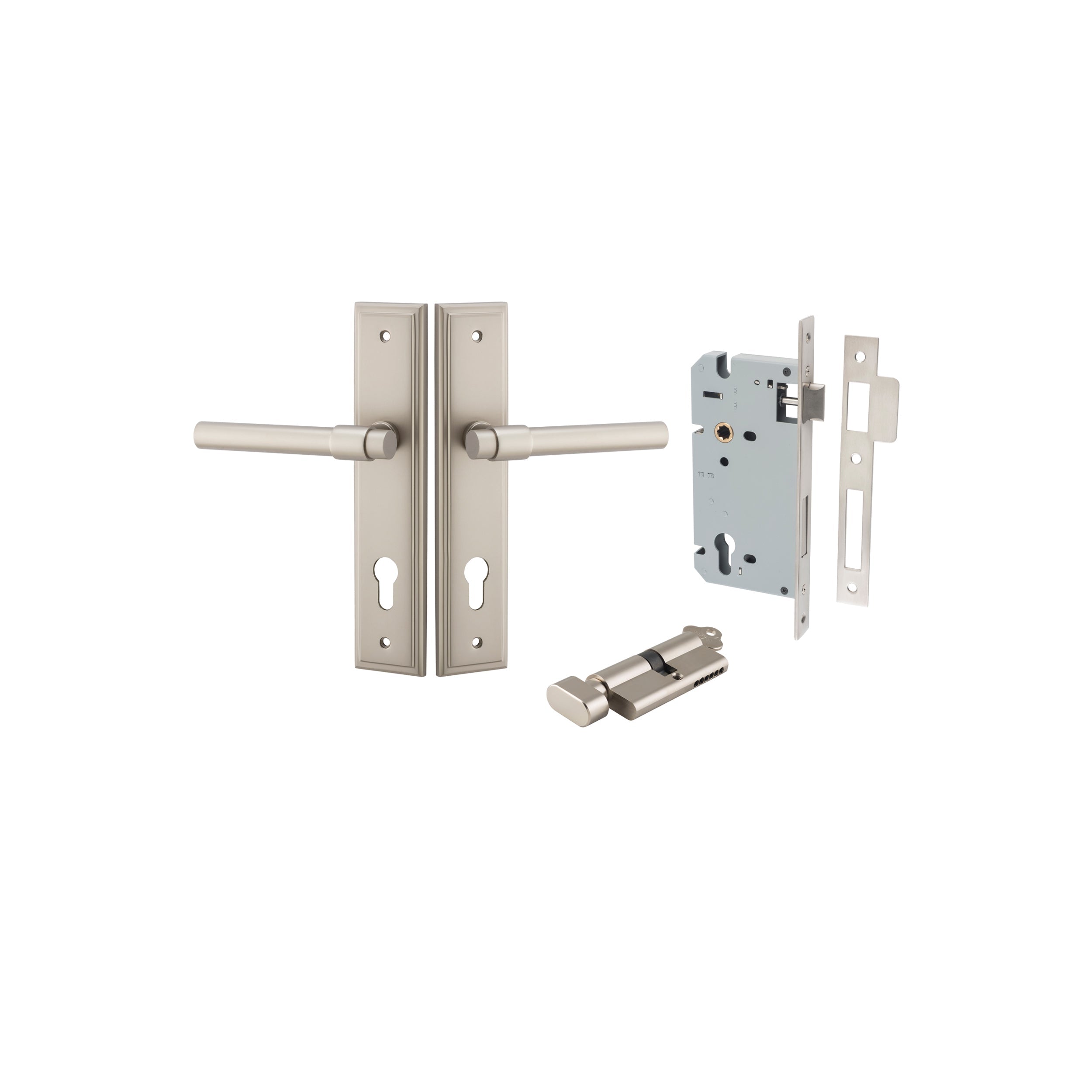 Helsinki Lever - Stepped Backplate - Entry Point - Iver - Satin Nickel - Door Levers