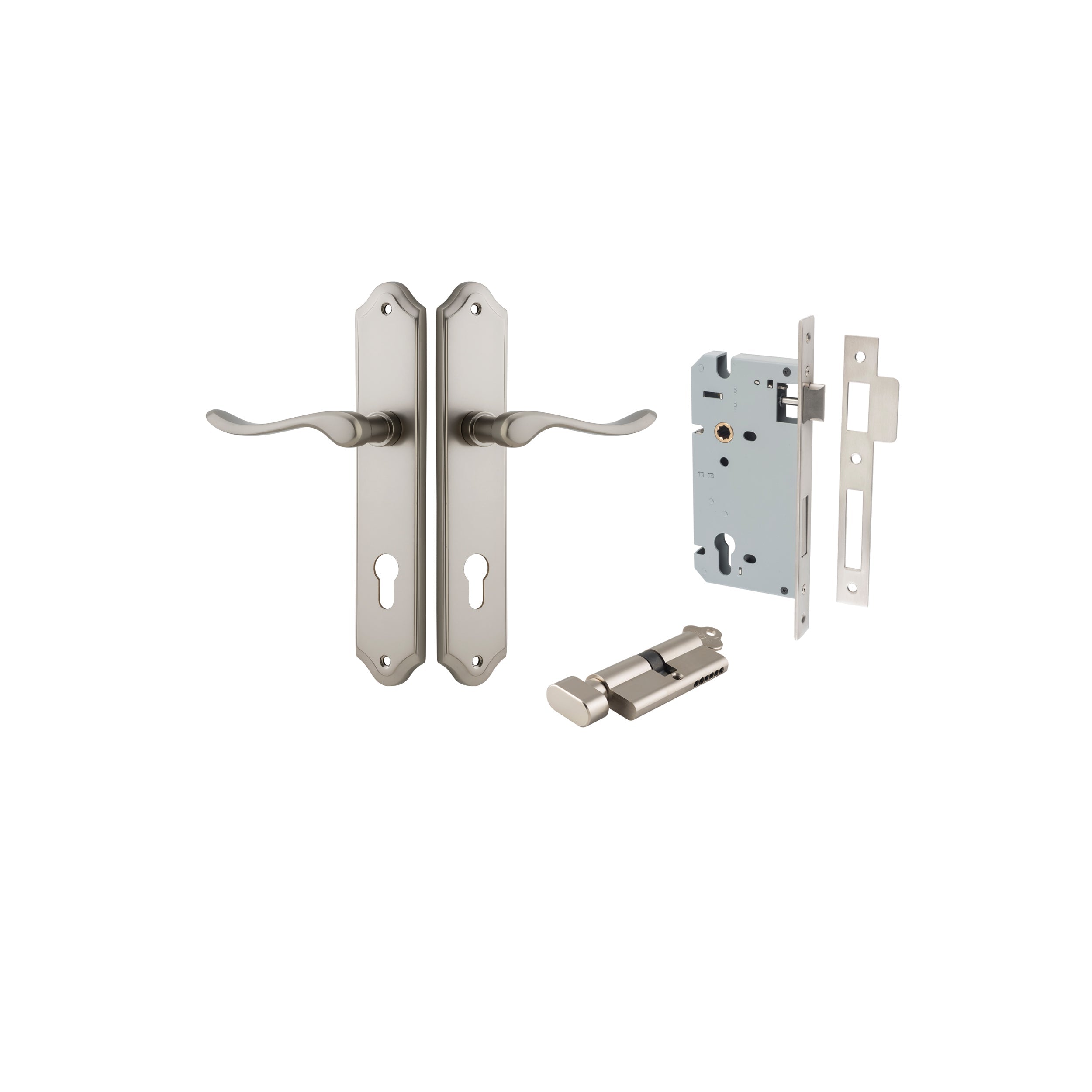 Stirling Lever - Shouldered Backplate - Entry Point - Iver - Satin Nickel - Door Levers