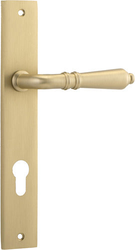 Sarlat Lever - Rectangular Backplate - Entry Point - Iver - Brushed Brass - Door Levers