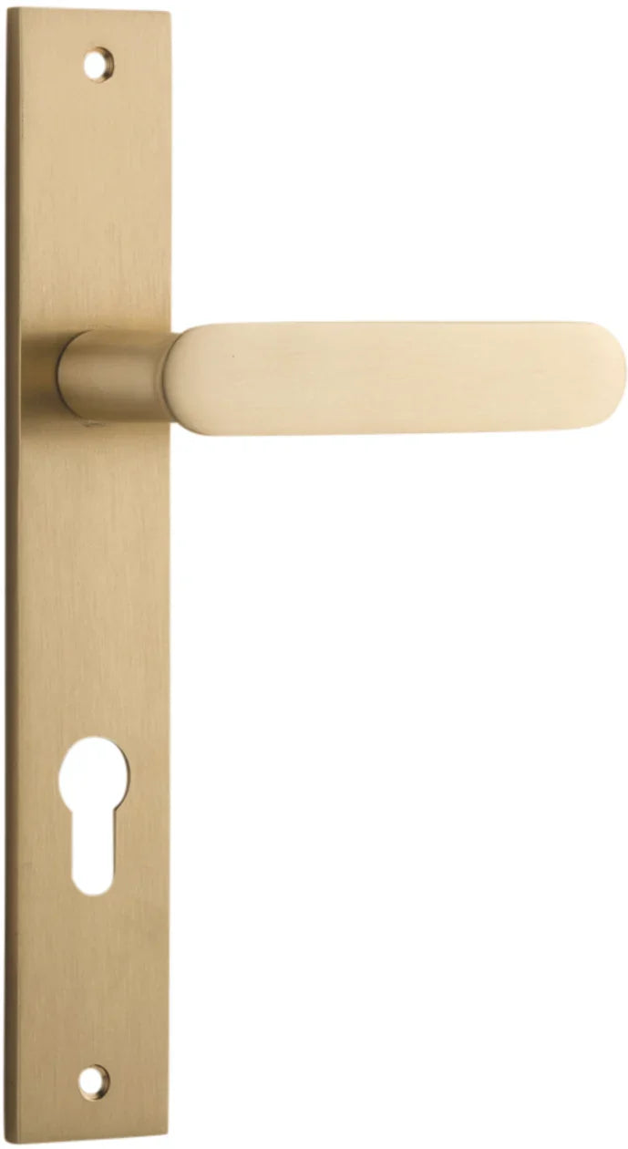 Bronte Lever - Rectangular Backplate - Entry Point - Iver - Brushed Brass - Door Levers