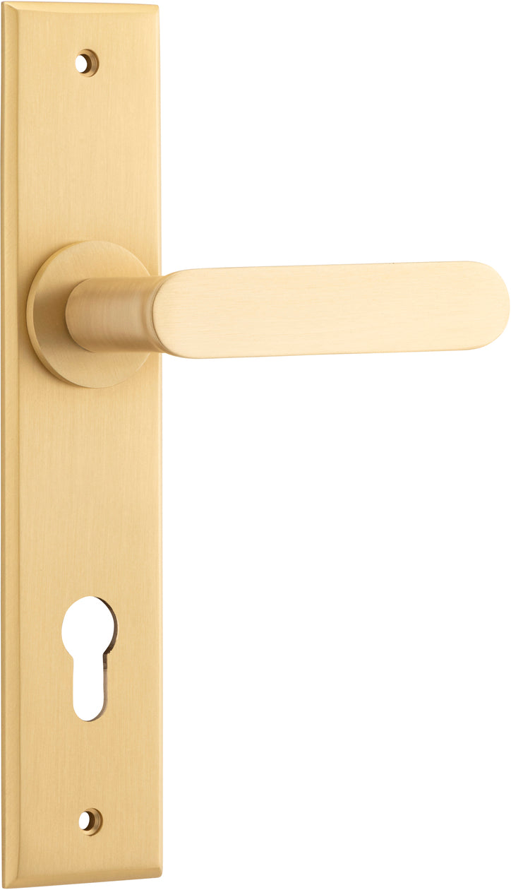 Bronte Lever - Chamfered Backplate - Entry Point - Iver - Brushed Brass - Door Levers