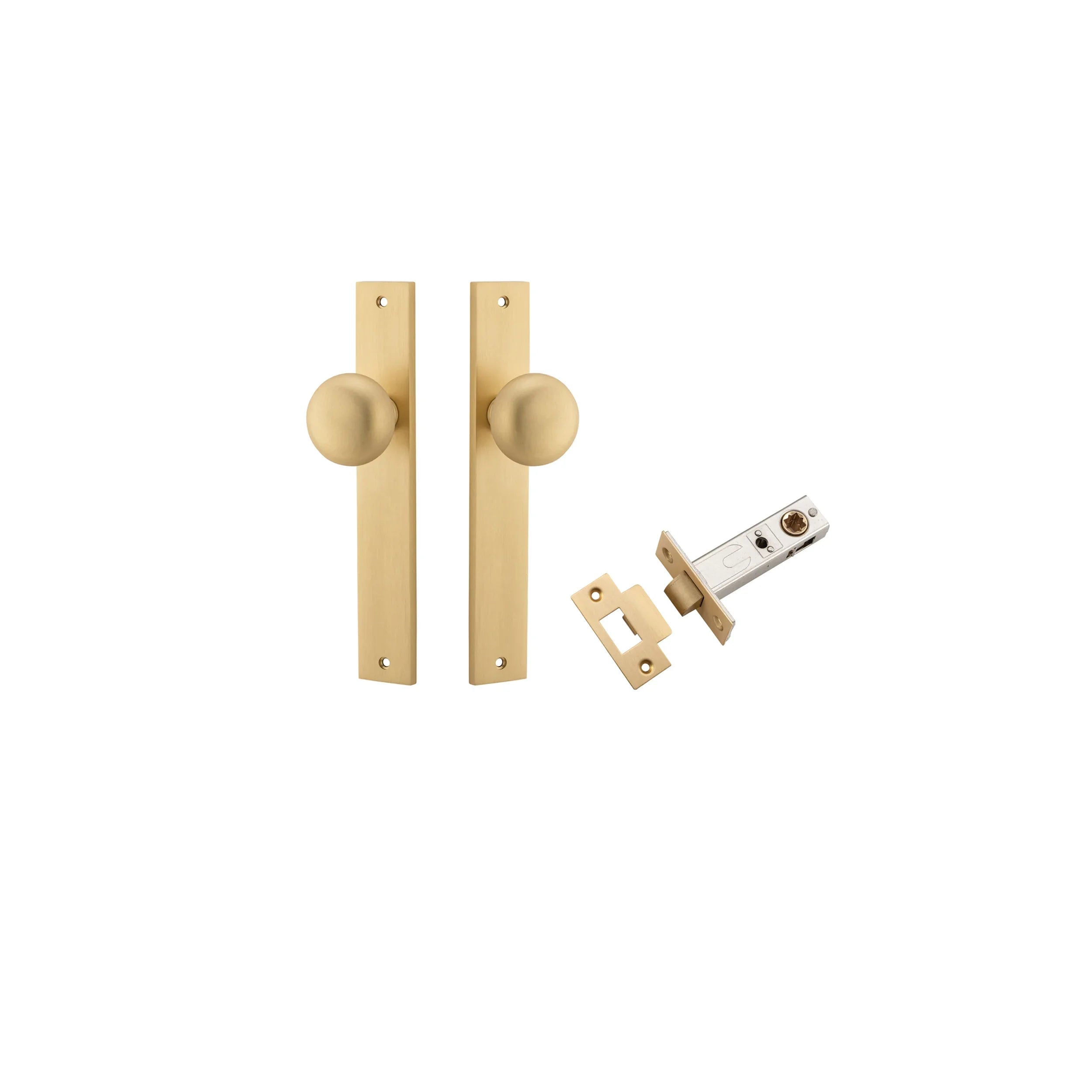 Cambridge Knob - Rectangular Backplate - Entry Point - Iver - Brushed Brass - Door Knobs