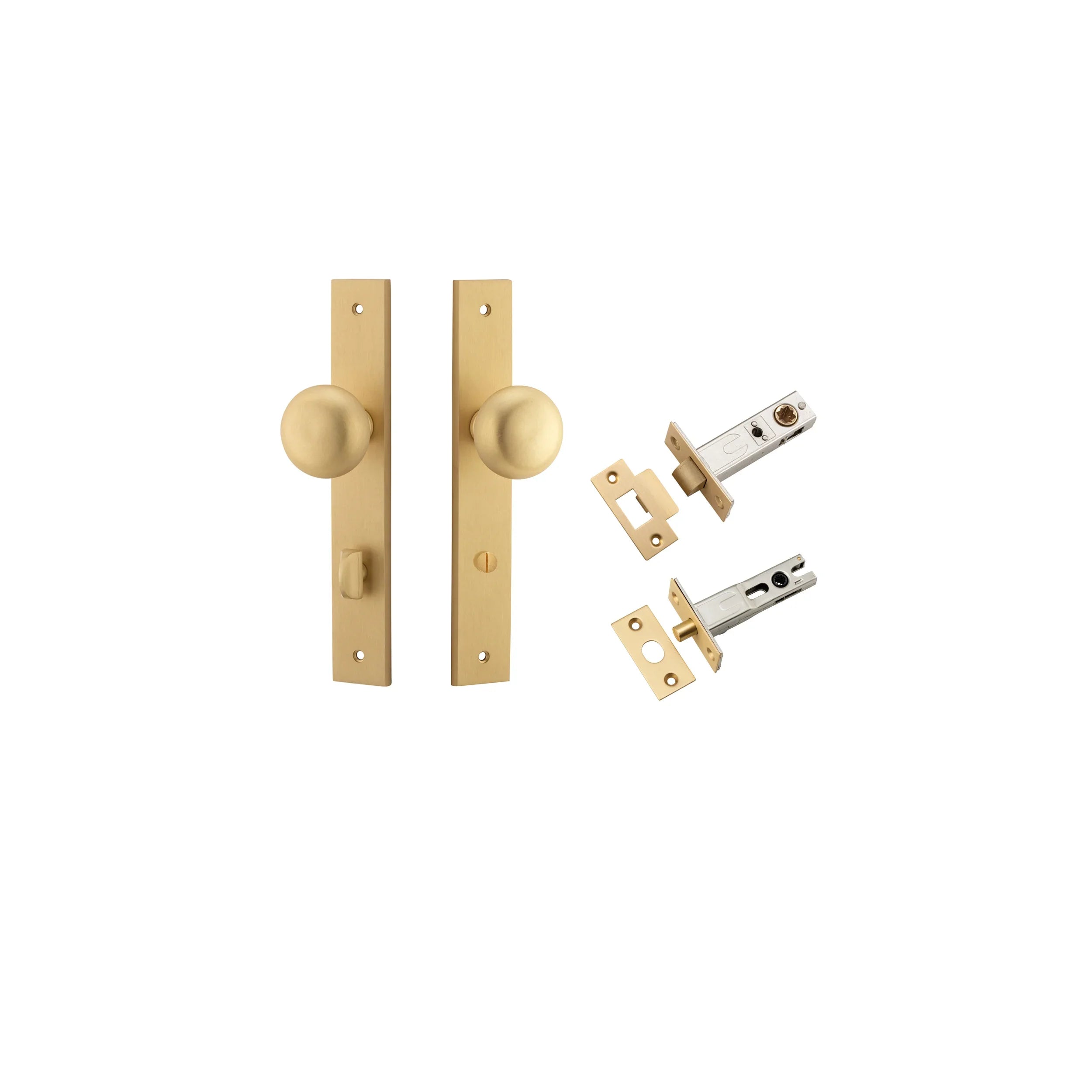 Cambridge Knob - Rectangular Backplate - Entry Point - Iver - Brushed Brass - Door Knobs