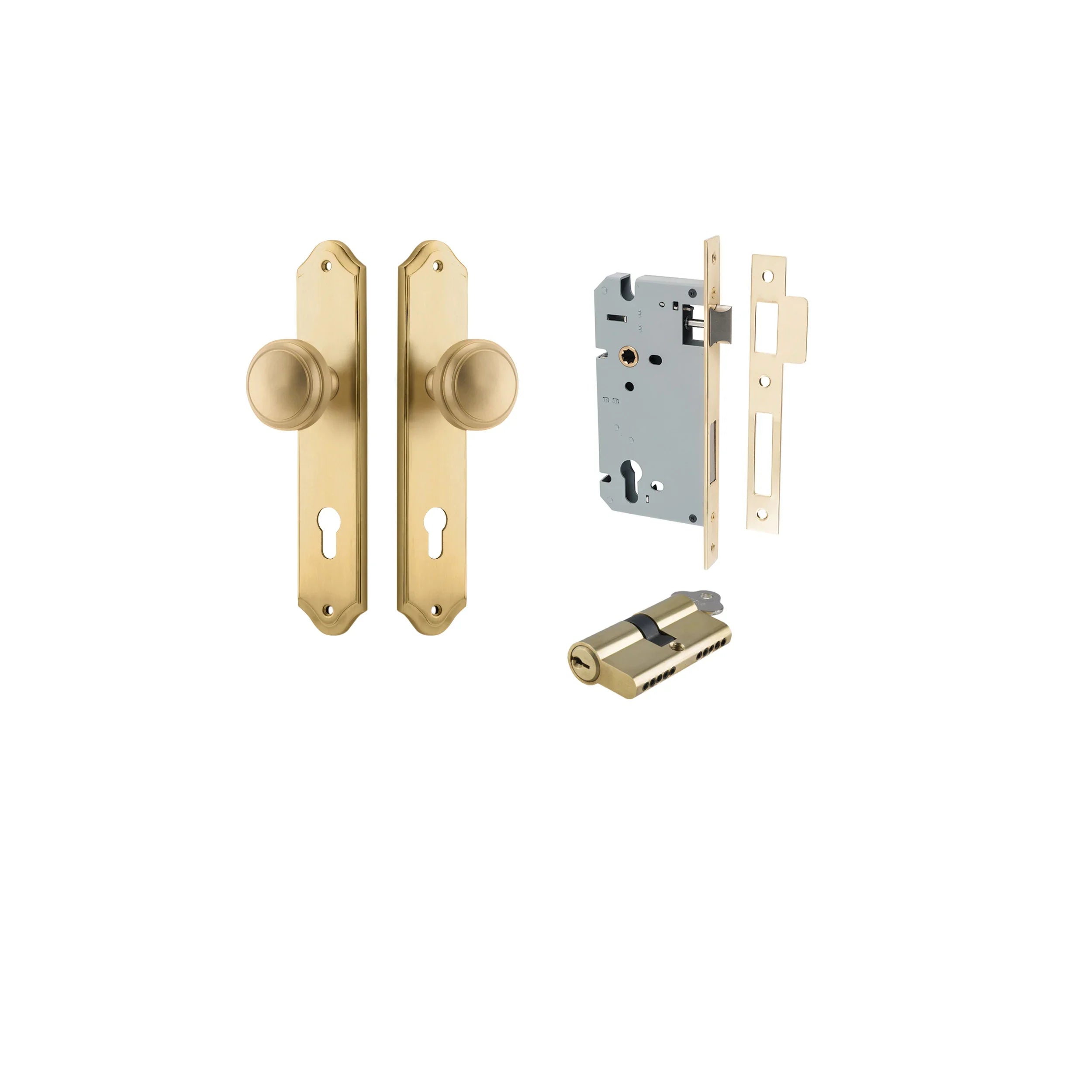 Paddington Knob - Shouldered Backplate - Entry Point - Iver - Brushed Brass - Door Knobs