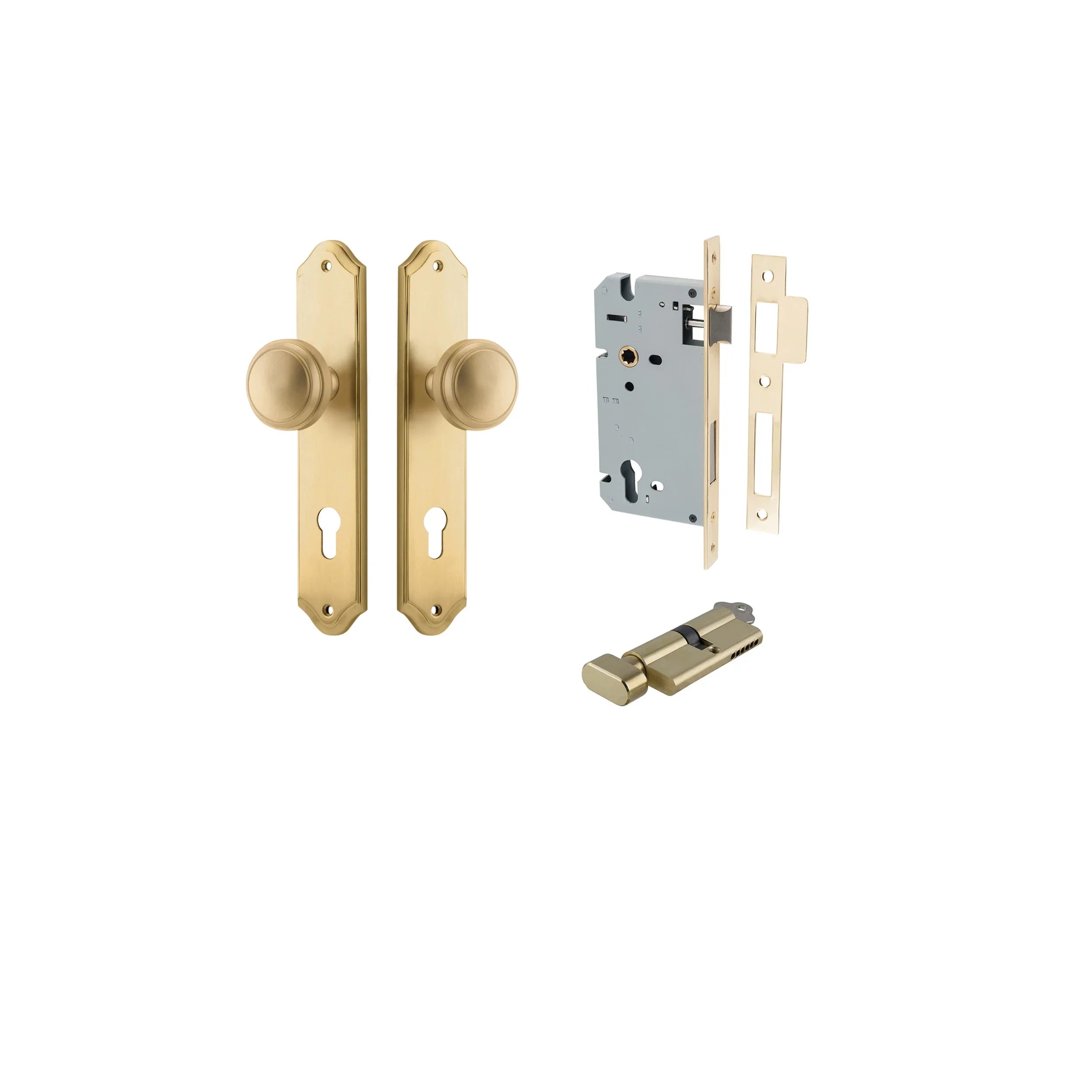 Paddington Knob - Shouldered Backplate - Entry Point - Iver - Brushed Brass - Door Knobs