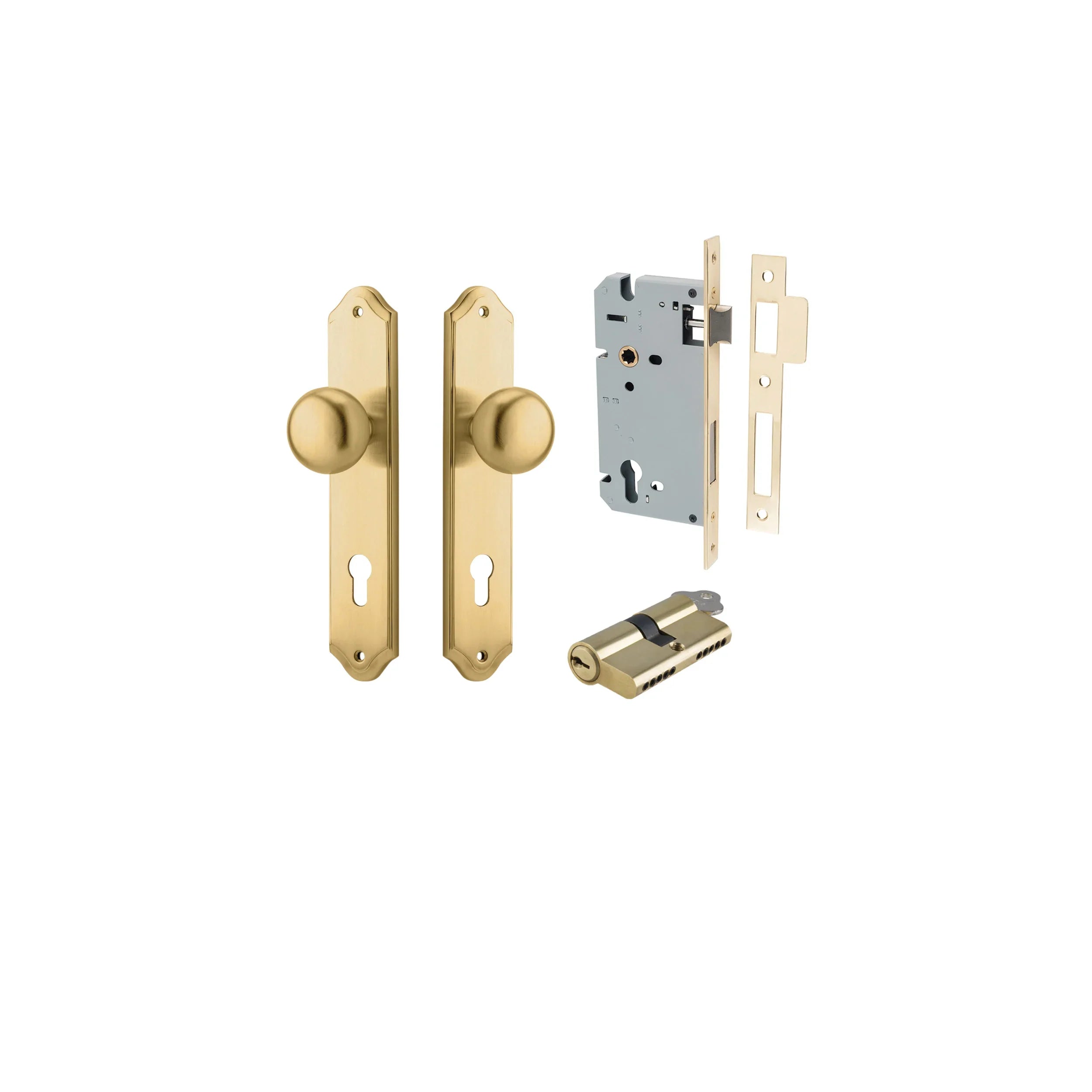 Cambridge Knob - Shouldered Backplate - Entry Point - Iver - Brushed Brass - Door Knobs