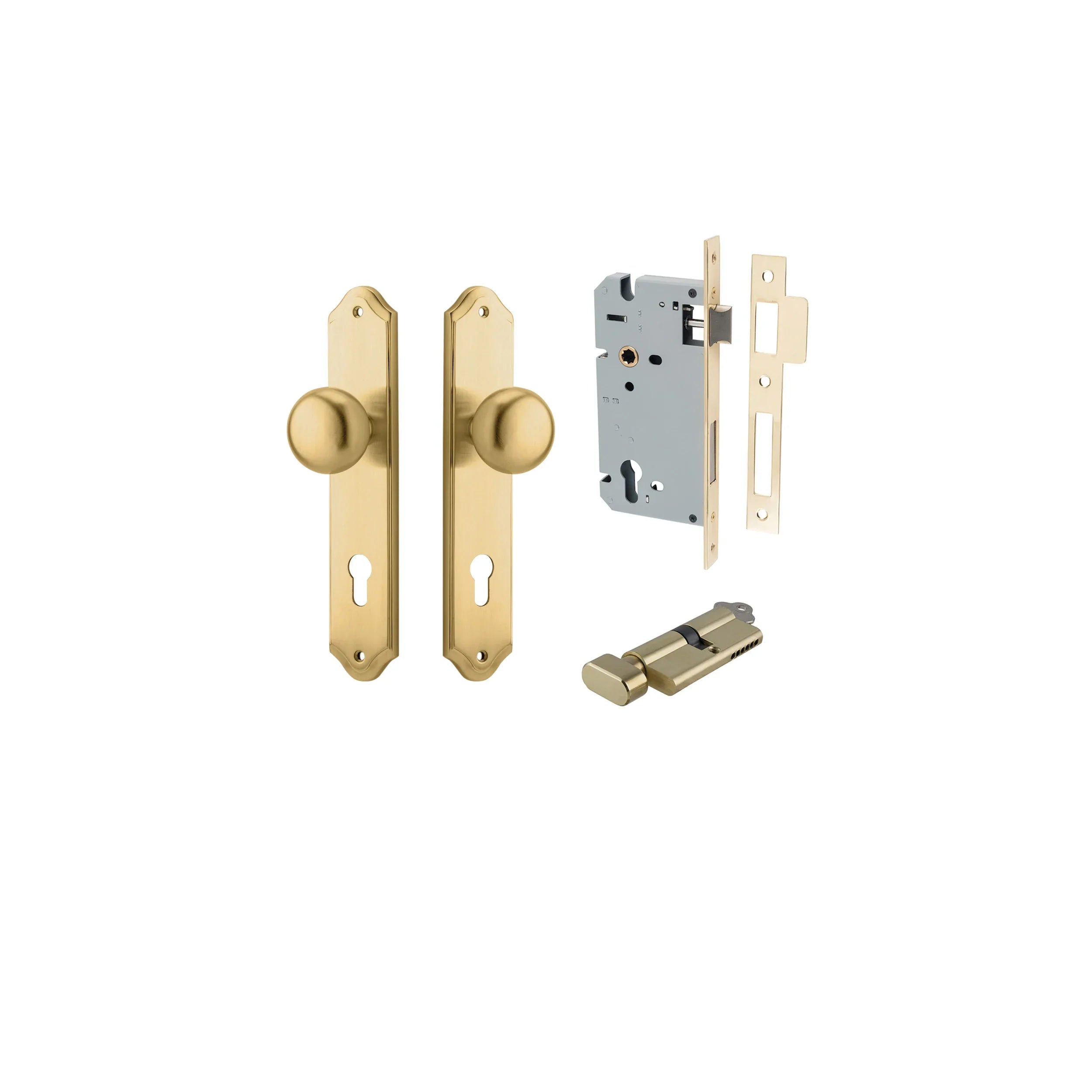 Cambridge Knob - Shouldered Backplate - Entry Point - Iver - Brushed Brass - Door Knobs