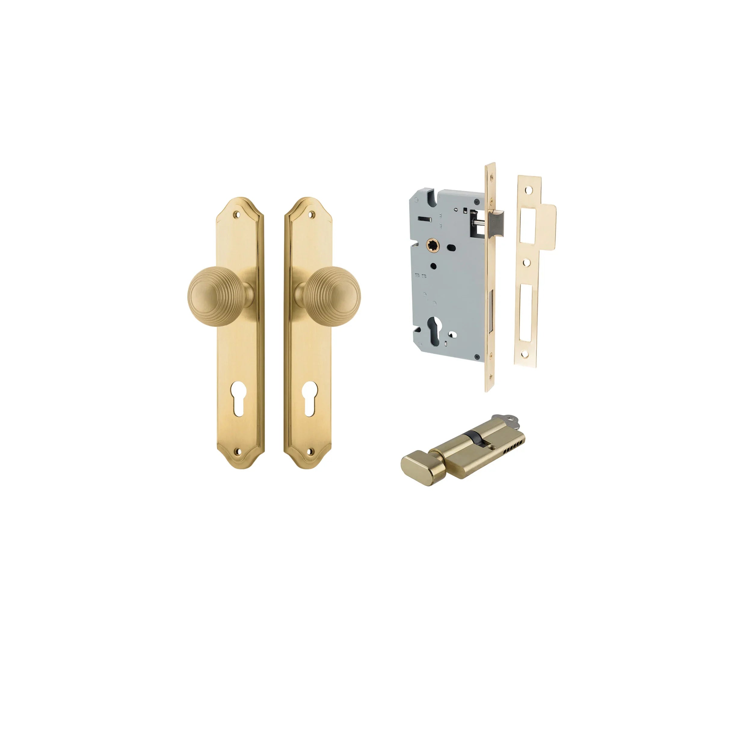 Guildford Knob - Shouldered Backplate - Entry Point - Iver - Brushed Brass - Door Knobs