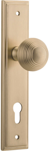 Guildford Knob - Stepped Backplate - Entry Point - Iver - Brushed Brass - Door Knobs