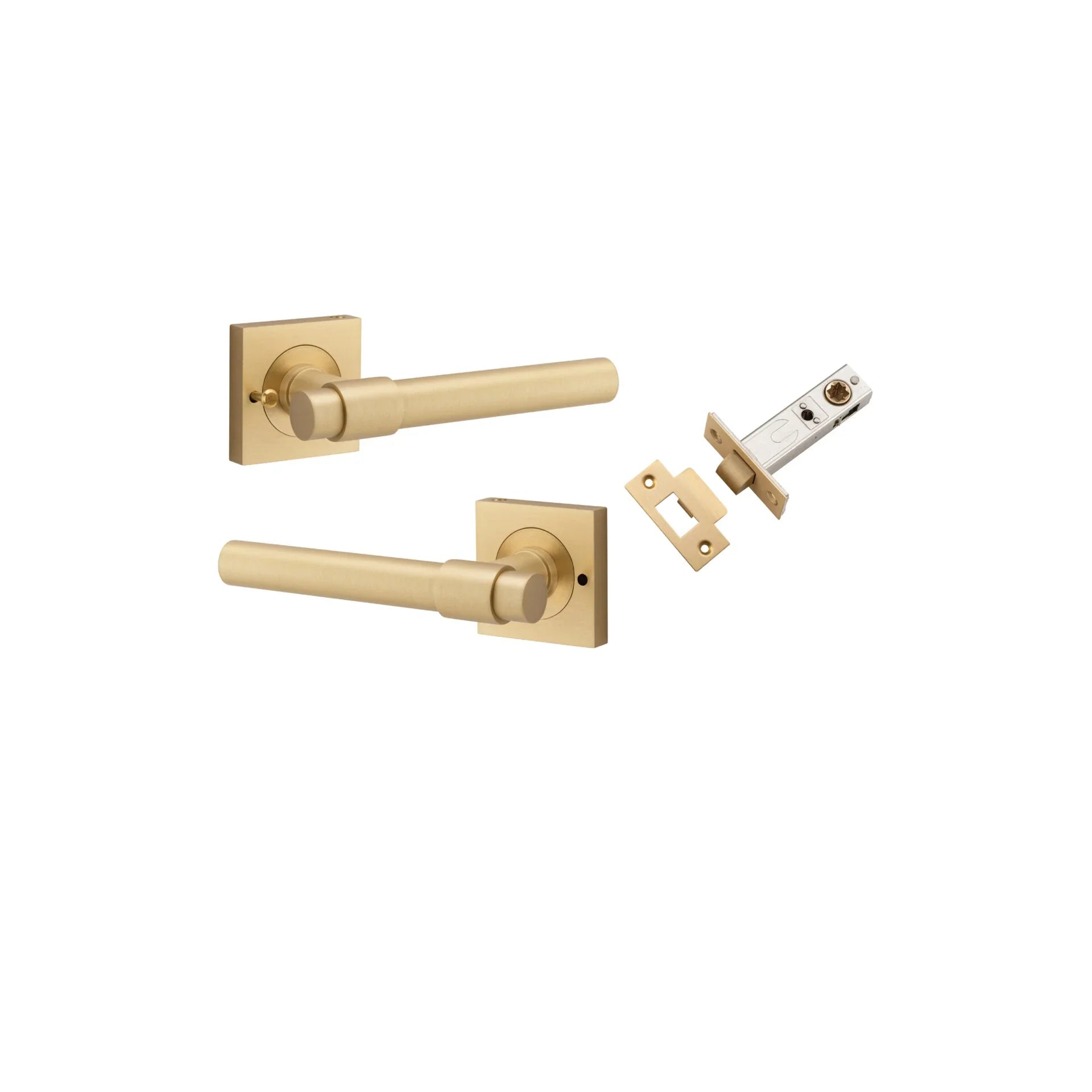 Helsinki Lever - Square Rose - Entry Point - Iver - Brushed Brass - Door Levers