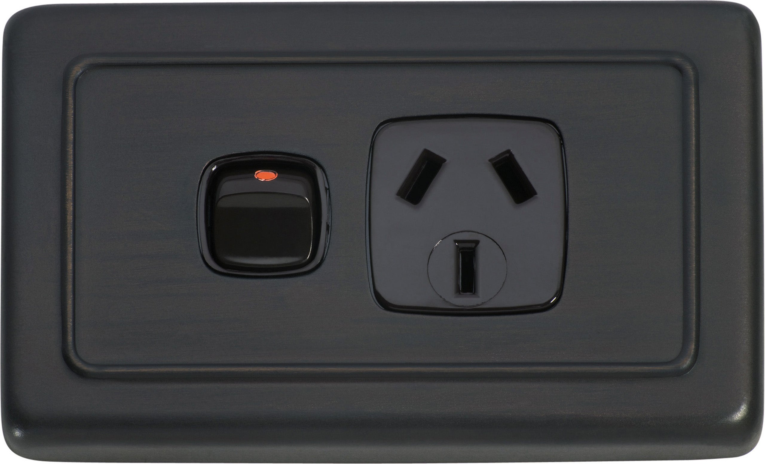 1 Gang Flat Plate Rocker Switches with Socket by Tradco