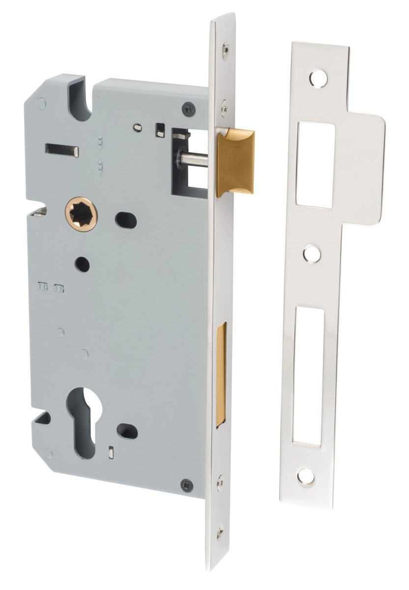 85mm Euro Mortice Locks - Entry Point - Iver - Polished Nickel - External Locks