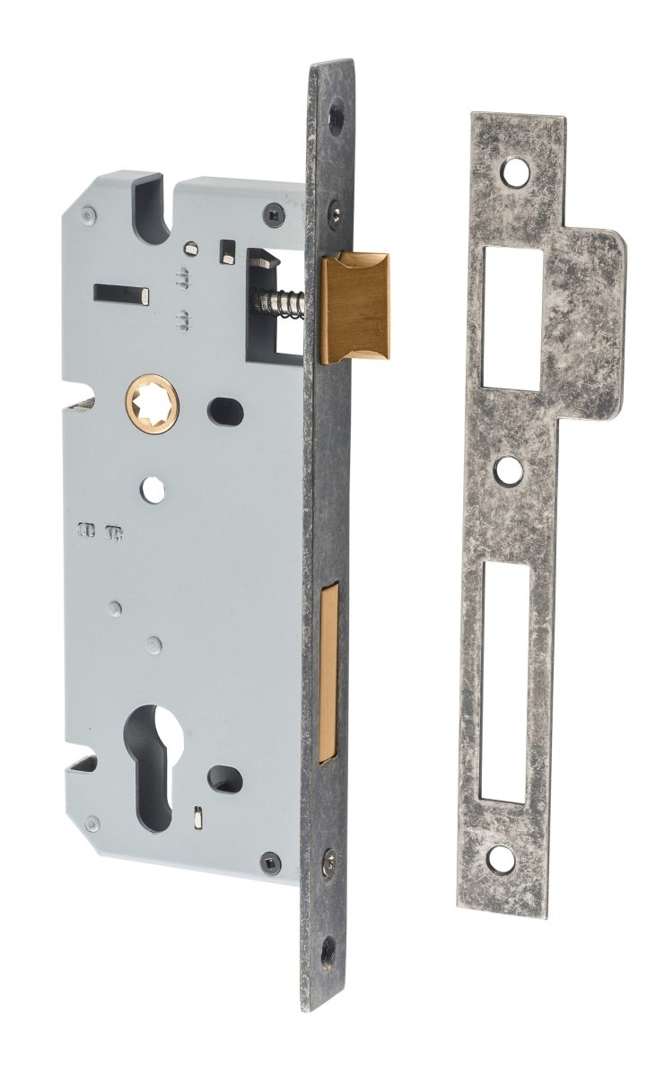 85mm Euro Mortice Locks - Entry Point - Iver - Distressed Nickel - External Locks