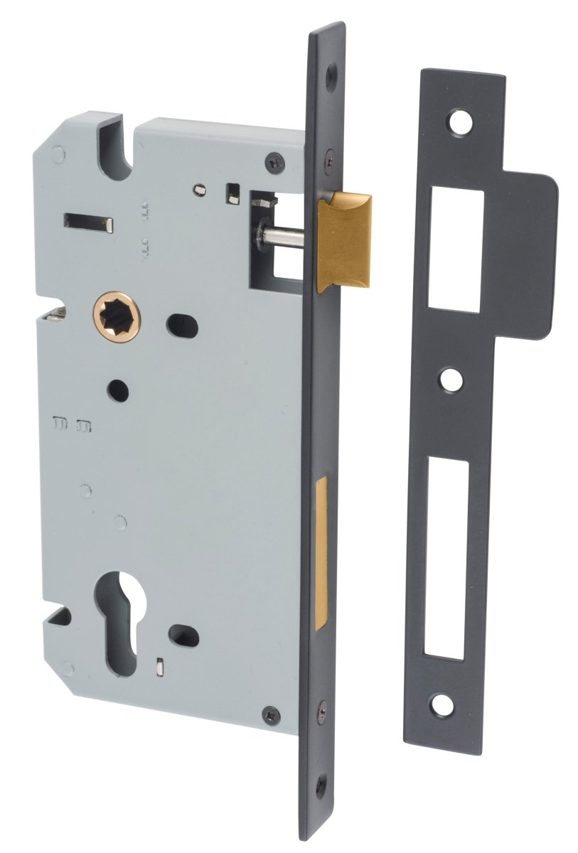 85mm Euro Mortice Locks - Entry Point - Iver - Matt Black - External Locks