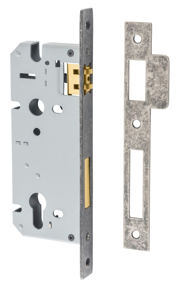 85mm Euro Mortice Locks - Entry Point - Iver - Distressed Nickel - External Locks