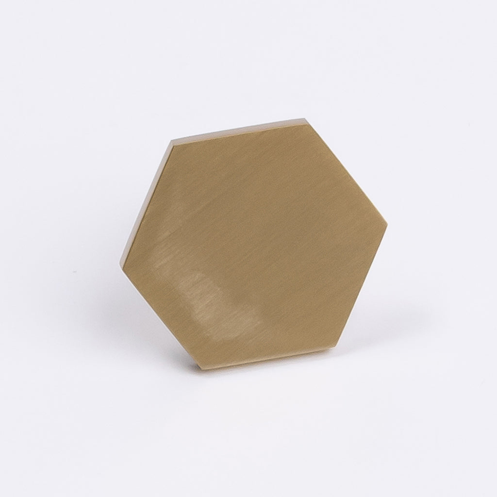 Brushed Brass Hexagonal Cabinet Knob - Rosalind - Manovella