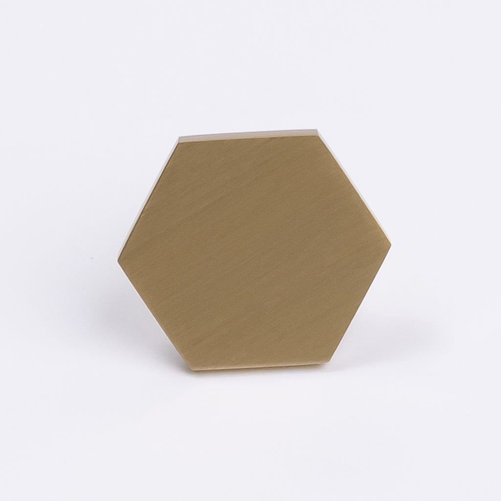 Brushed Brass Hexagonal Cabinet Knob - Rosalind - Manovella