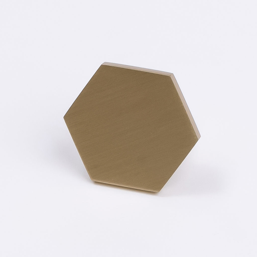 Brushed Brass Hexagonal Cabinet Knob - Rosalind - Manovella