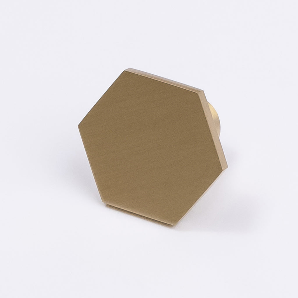 Brushed Brass Hexagonal Cabinet Knob - Rosalind - Manovella