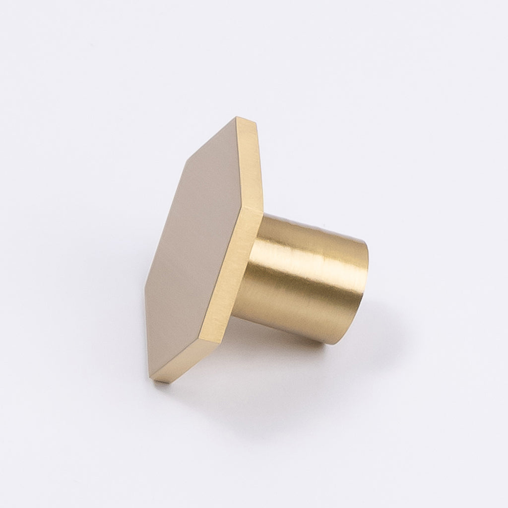 Brushed Brass Hexagonal Cabinet Knob - Rosalind - Manovella