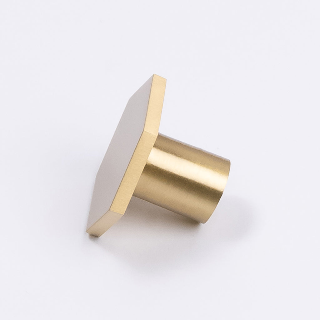 Brushed Brass Hexagonal Cabinet Knob - Rosalind - Manovella