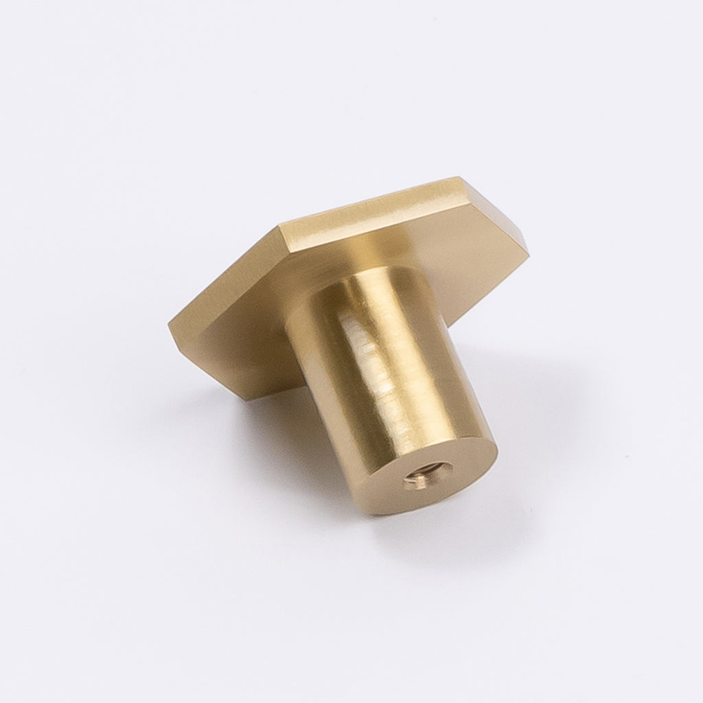 Brushed Brass Hexagonal Cabinet Knob - Rosalind - Manovella