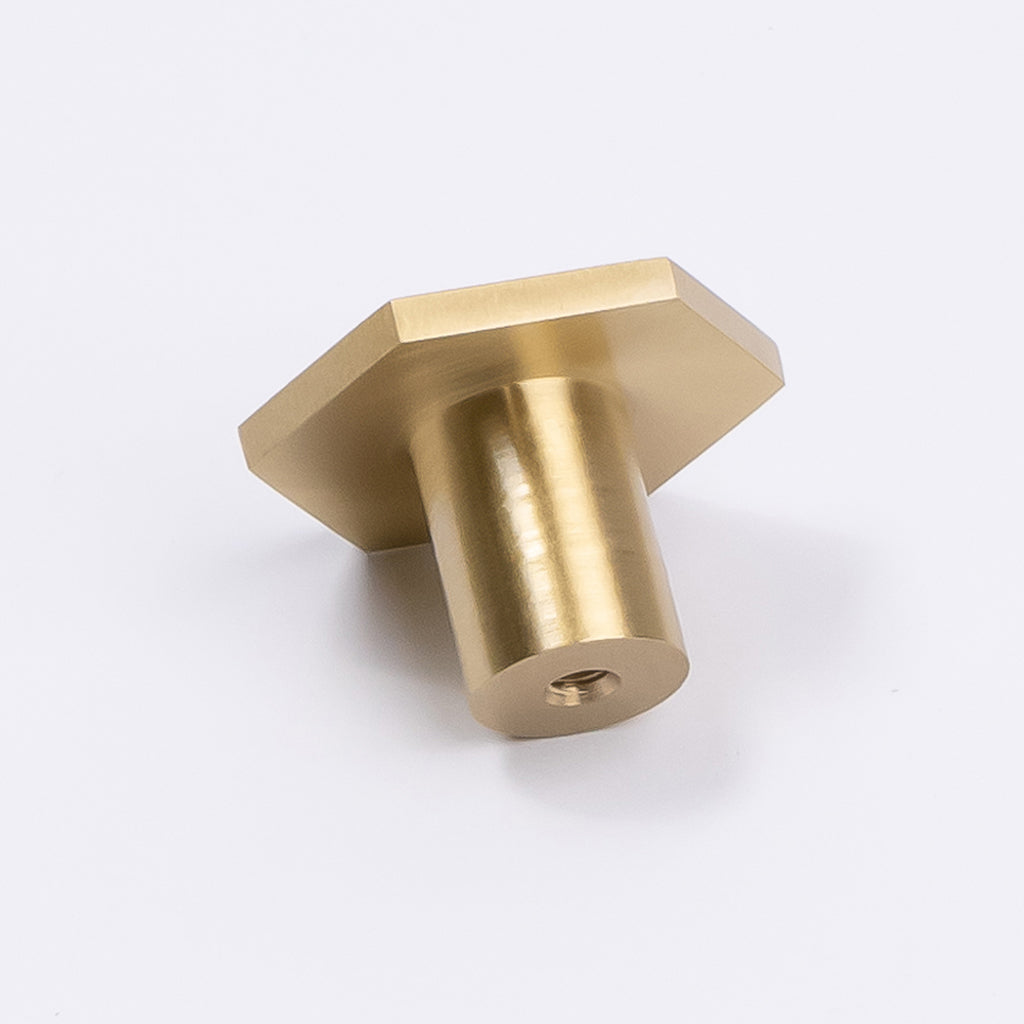 Brushed Brass Hexagonal Cabinet Knob - Rosalind - Manovella