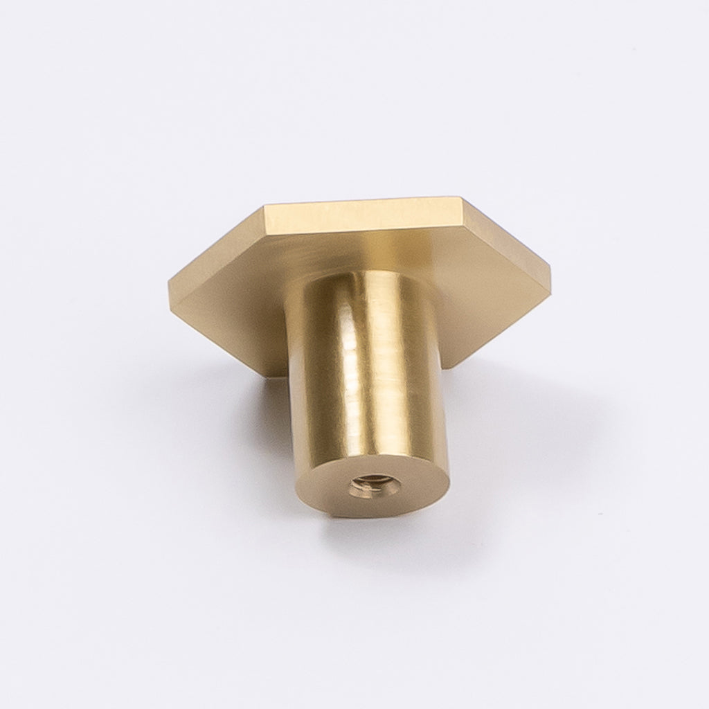 Brushed Brass Hexagonal Cabinet Knob - Rosalind - Manovella