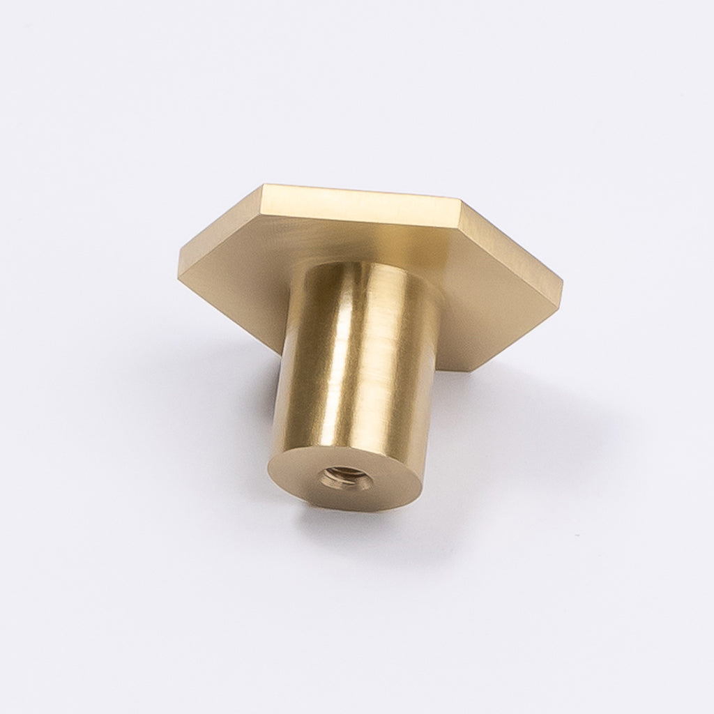 Brushed Brass Hexagonal Cabinet Knob - Rosalind - Manovella