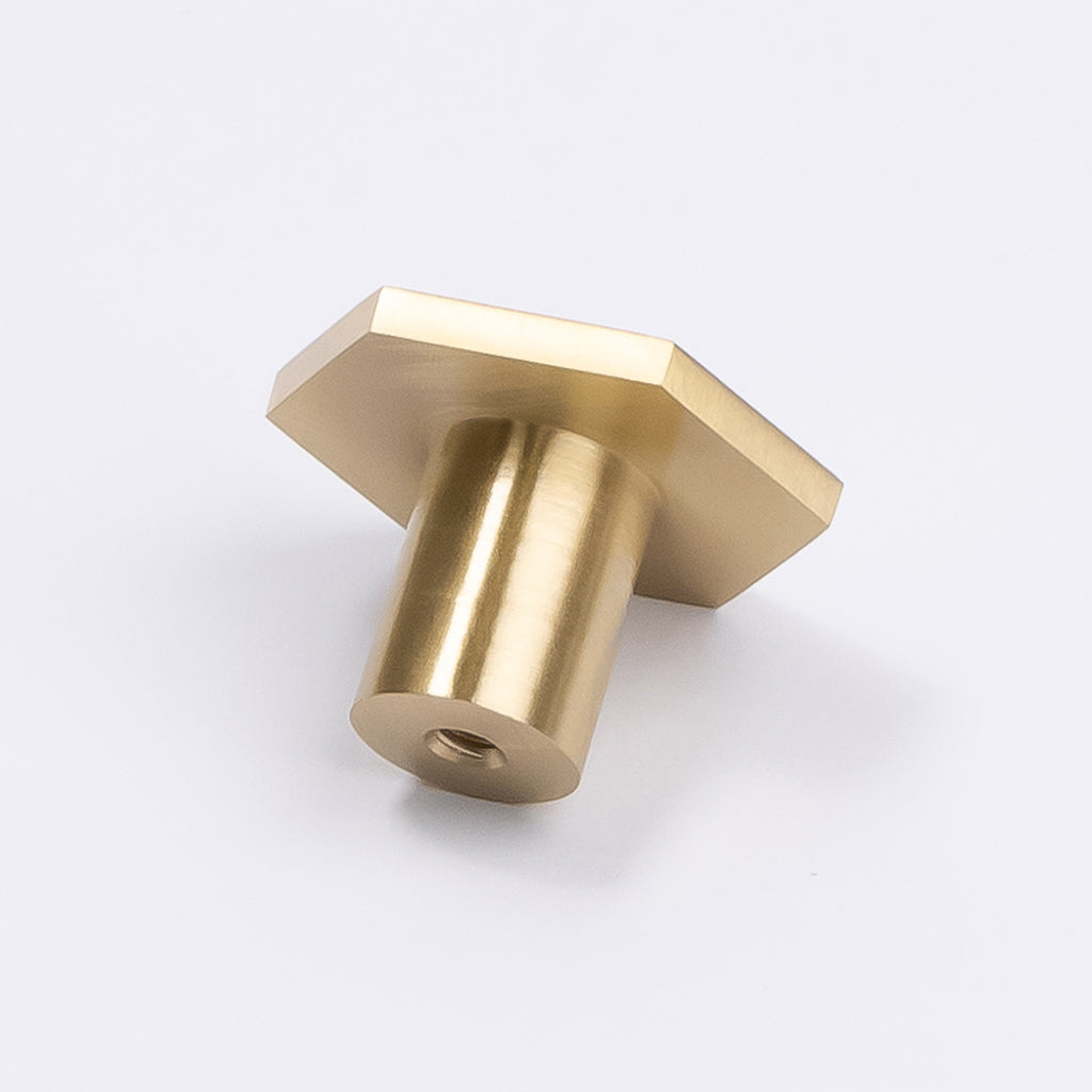 Brushed Brass Hexagonal Cabinet Knob - Rosalind - Manovella