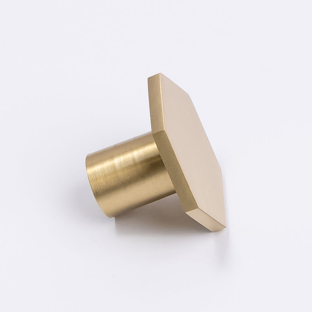 Brushed Brass Hexagonal Cabinet Knob - Rosalind - Manovella