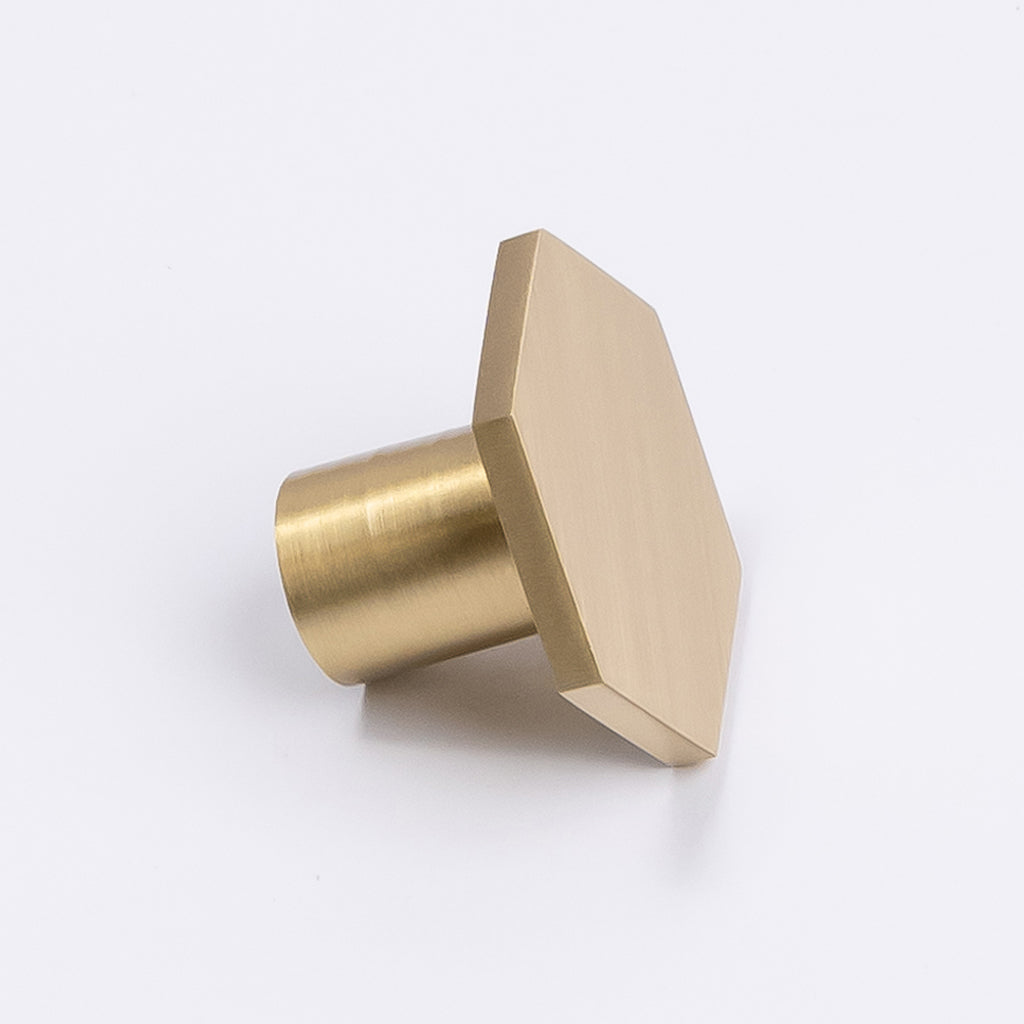 Brushed Brass Hexagonal Cabinet Knob - Rosalind - Manovella