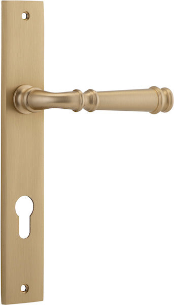 Verona Lever - Rectangular Backplate - Entry Point - Iver - Brushed Brass - Door Levers