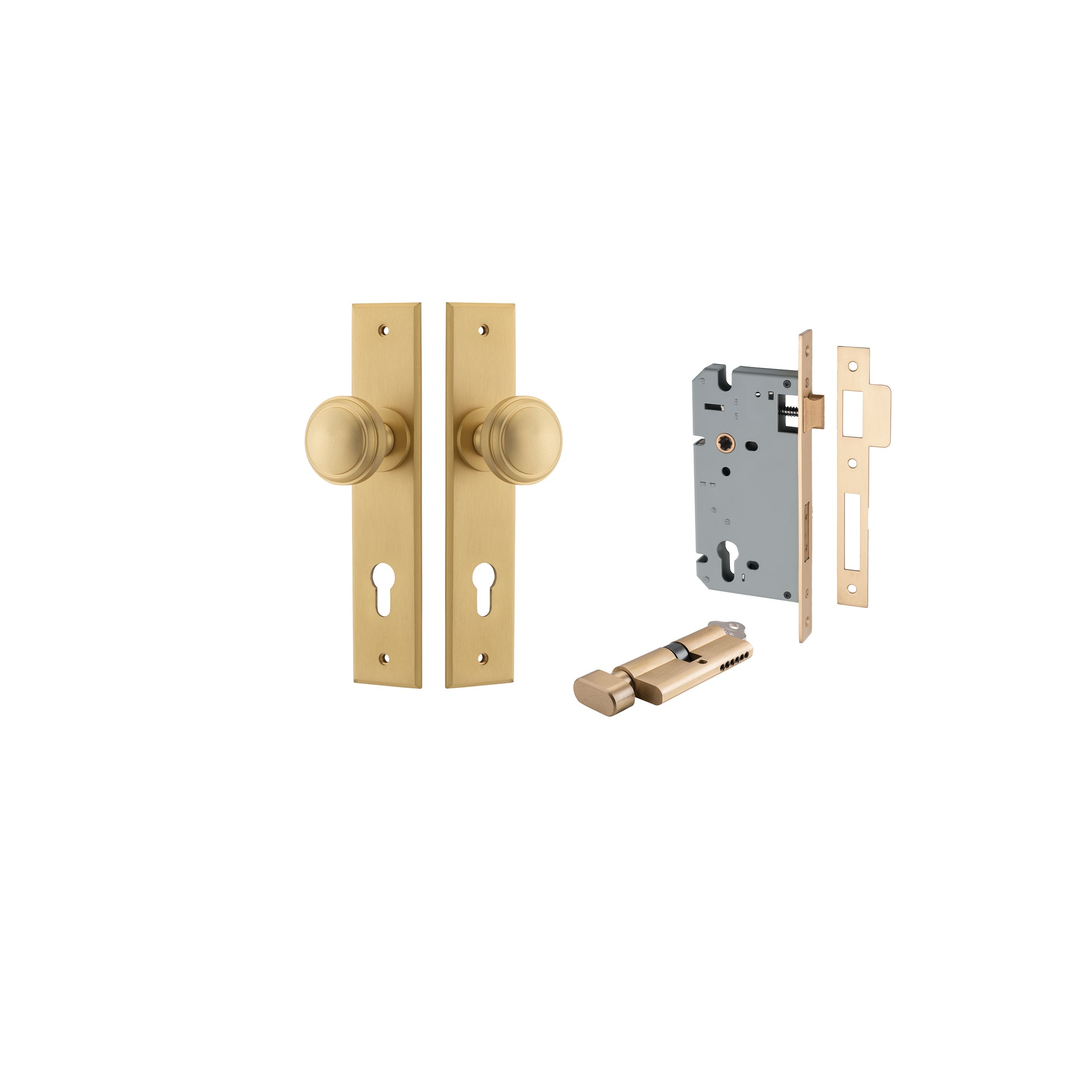 Paddington Knob - Chamfered Backplate - Entry Point - Iver - Brushed Brass - Door Knobs