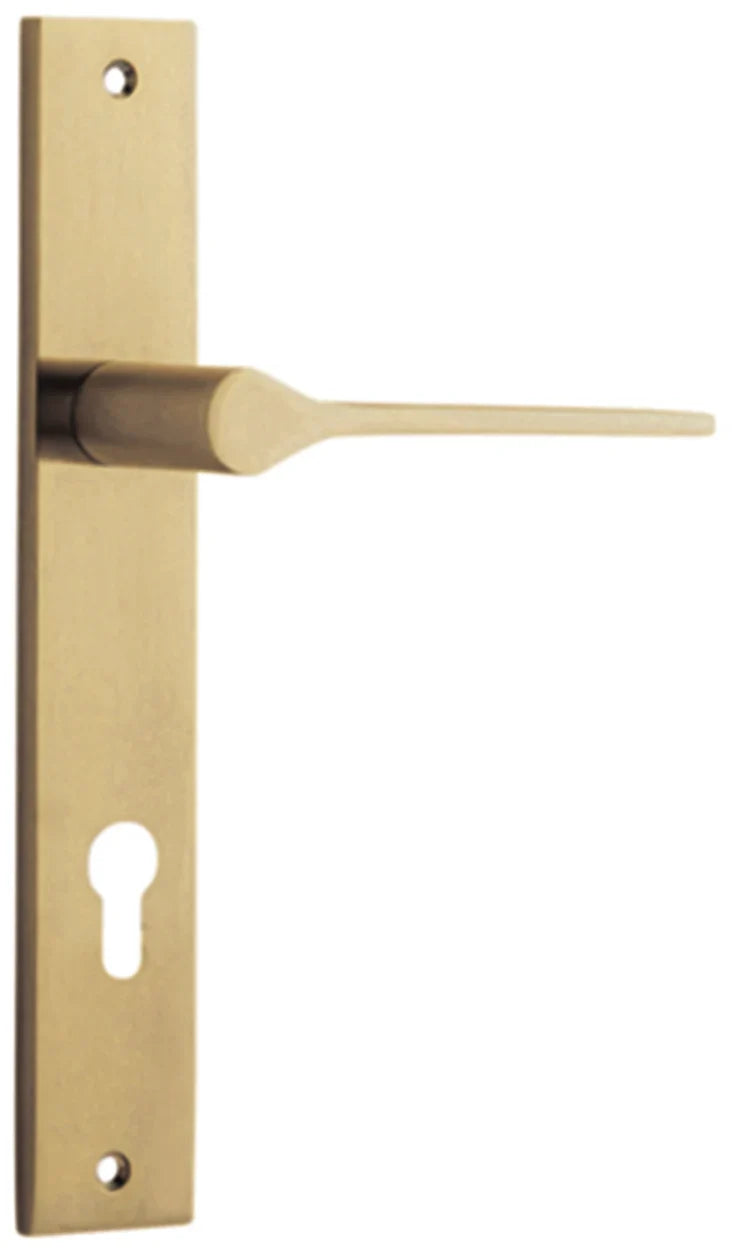 Como Lever - Rectangular Backplate - Entry Point - Iver - Brushed Brass - Door Levers